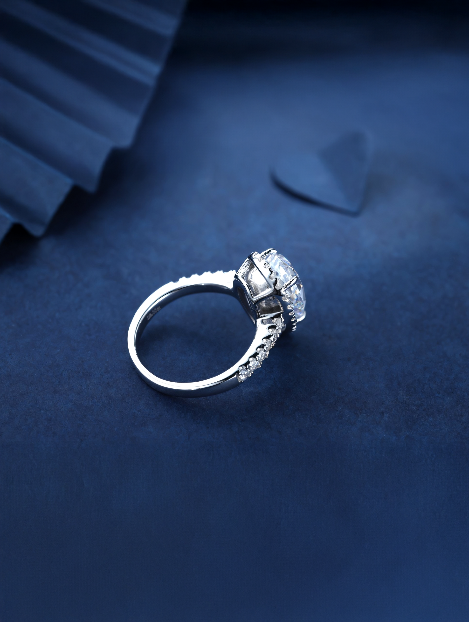 3ct Pear Cubic Zirconia Half Pavé Halo Ring