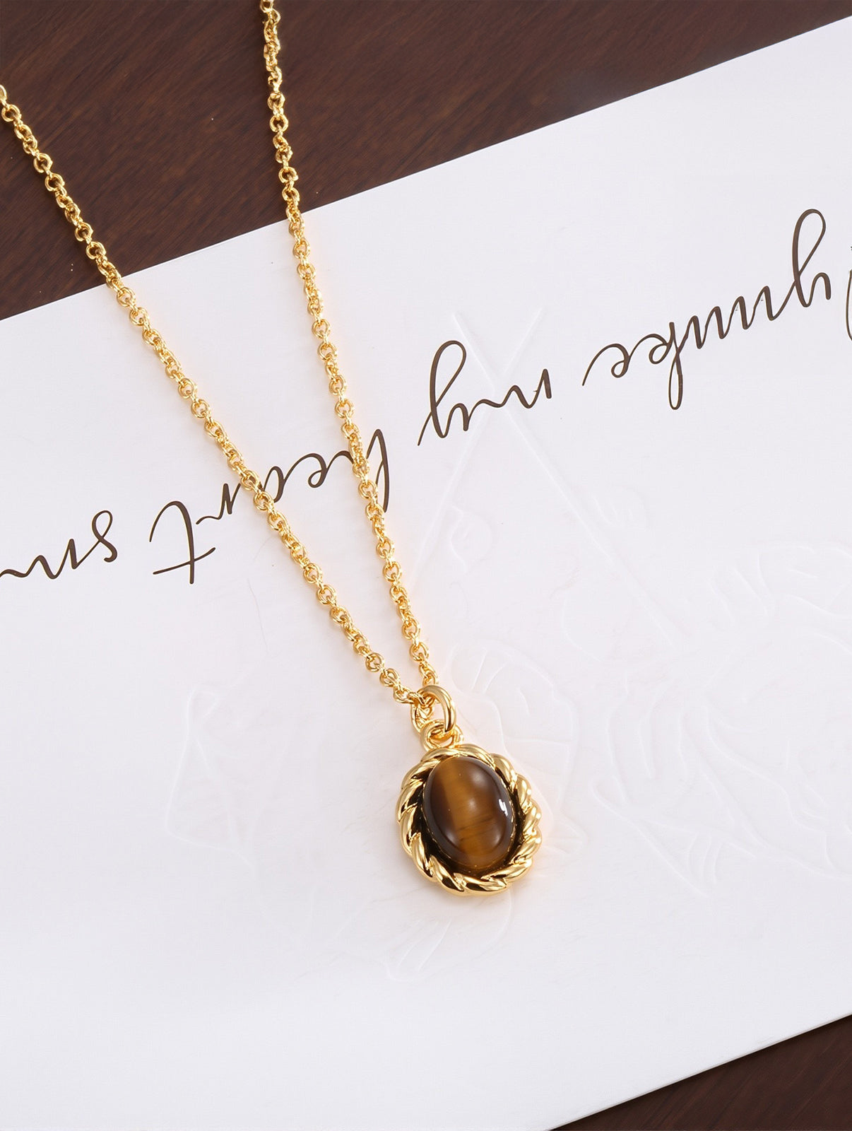 Oval Tiger's Eye Pendant Necklace