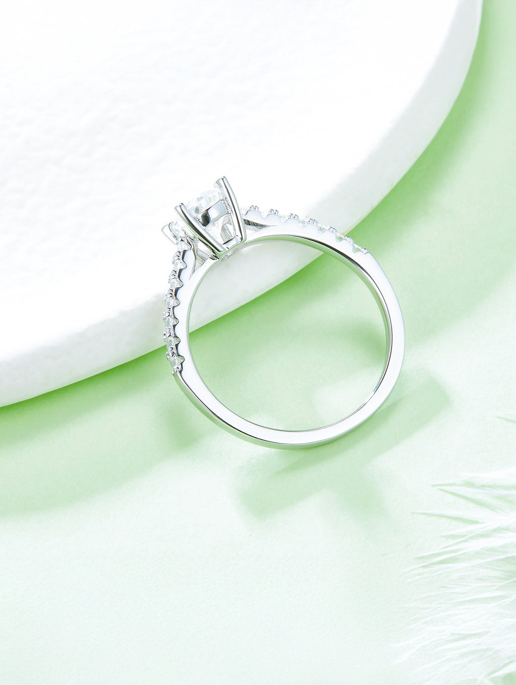 1ct Classic D Color Oval Moissanite Half Eternity Ring