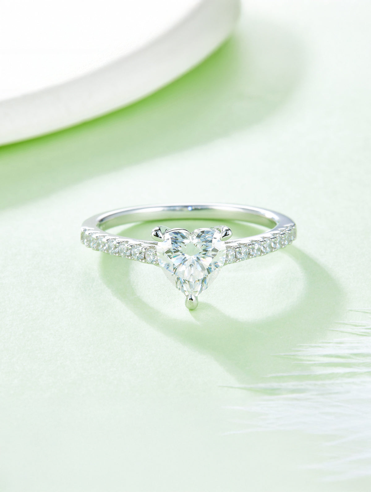 1ct Classic D Color Heart Moissanite Half Eternity Ring