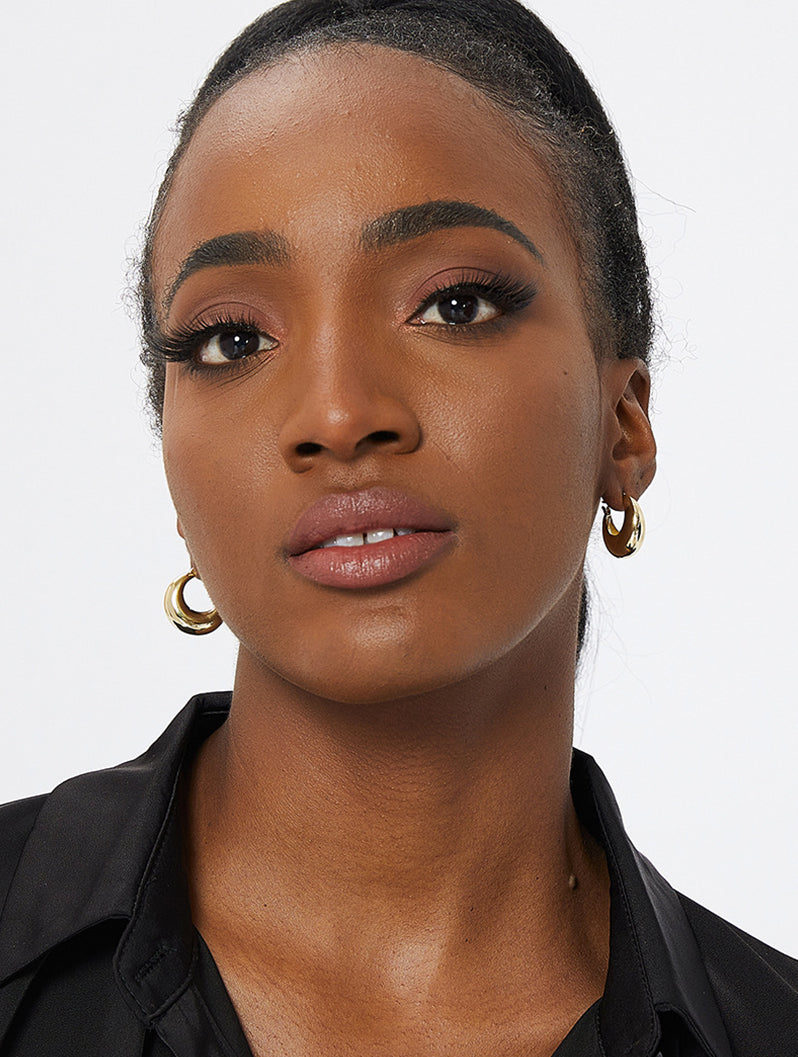 Bubble C-Shaped Gold Hoop Earrings