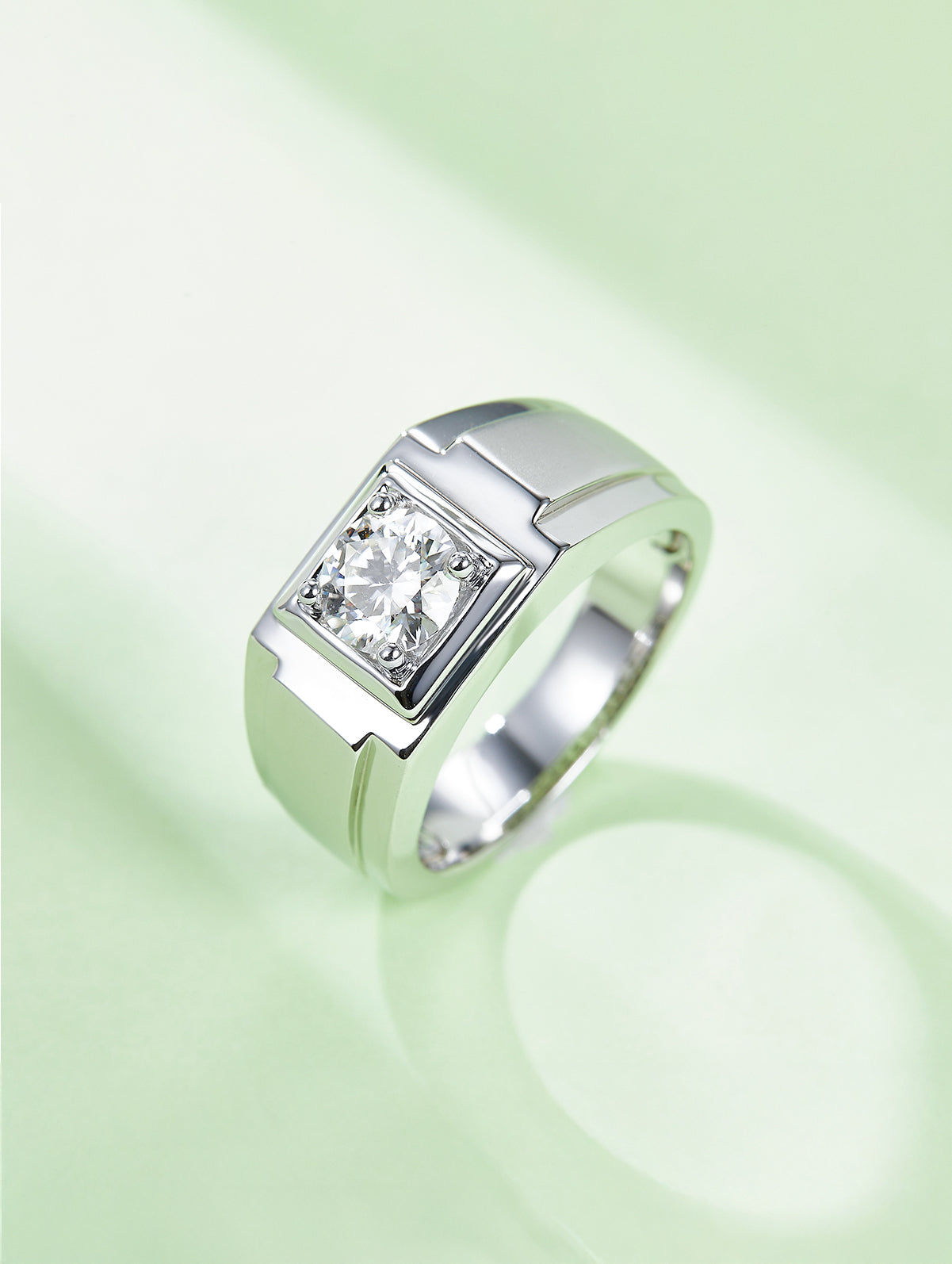 Men’s 1ct D Color Moissanite Wide Band Ring