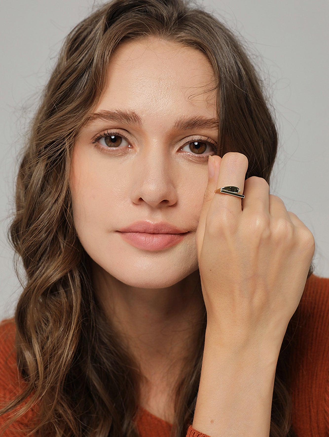 Geometric Wrap Ring in 18K Gold-Plated Copper