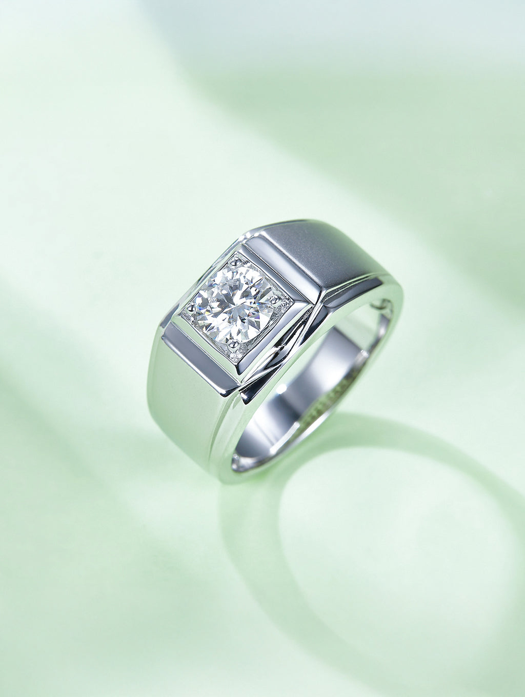 Men’s 1ct D Color Moissanite Square Bezel Ring