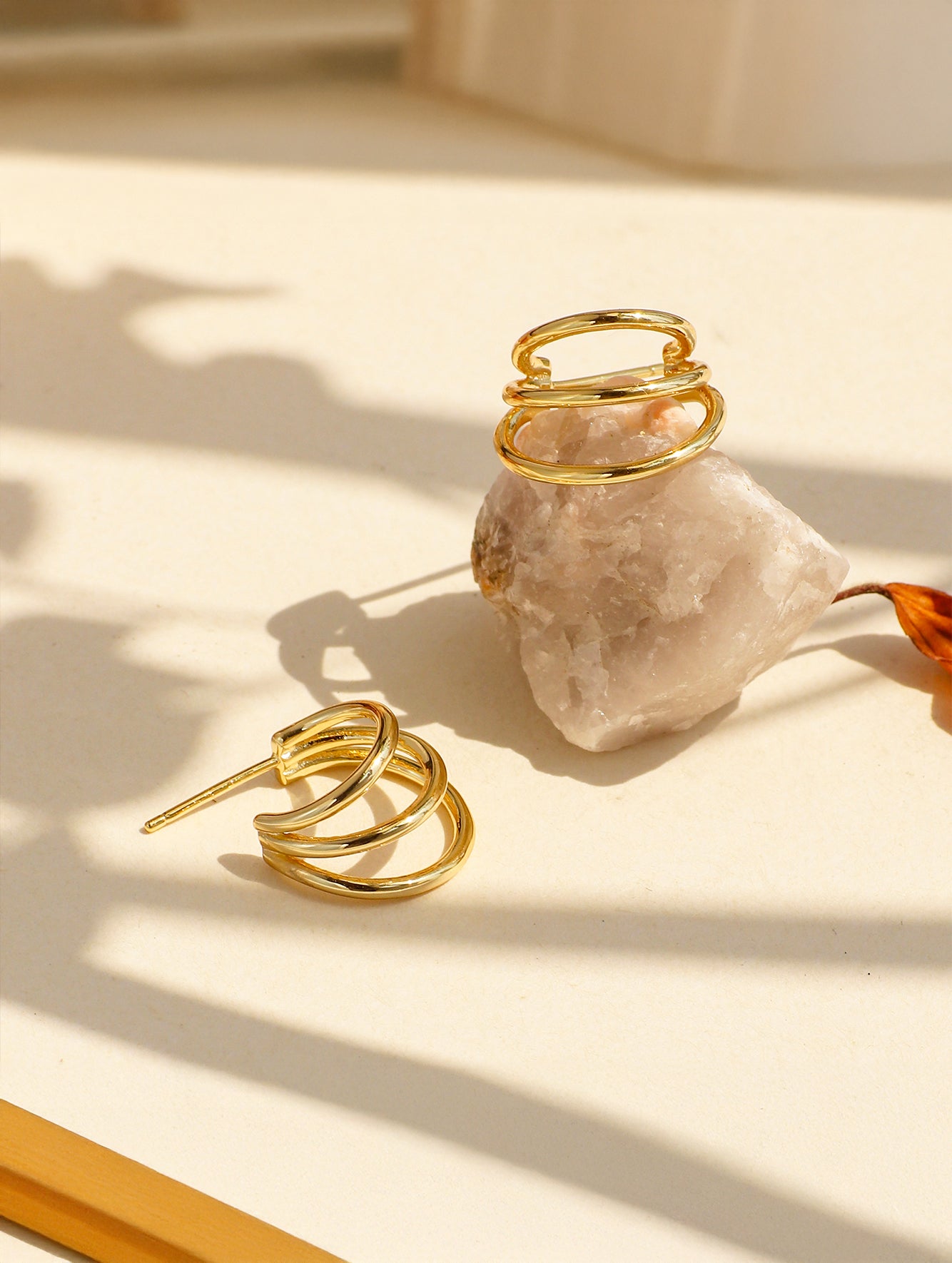 Multi-Hoop Sculptural Earrings in 18K Gold Plated Copper