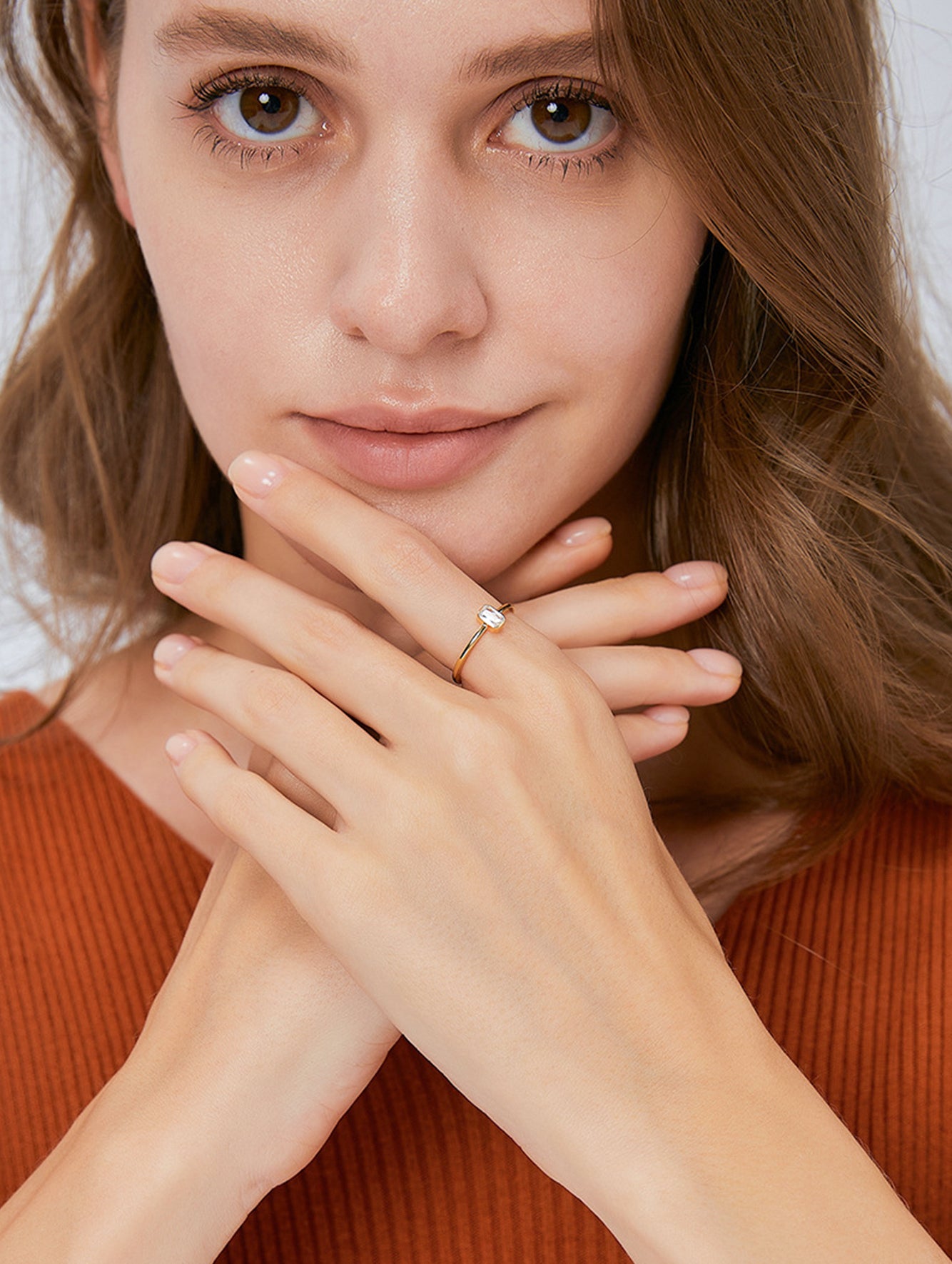 Minimalist Rectangle Cubic Zirconia Solitaire Ring