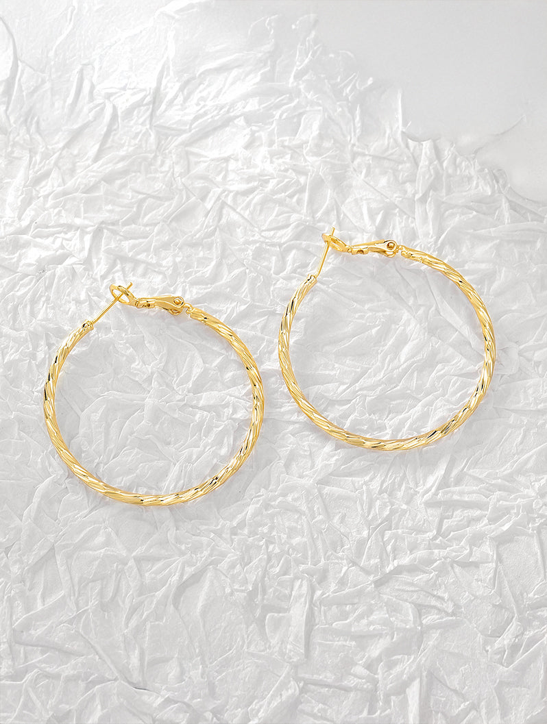 Textured Diagonal Hoop Earrings