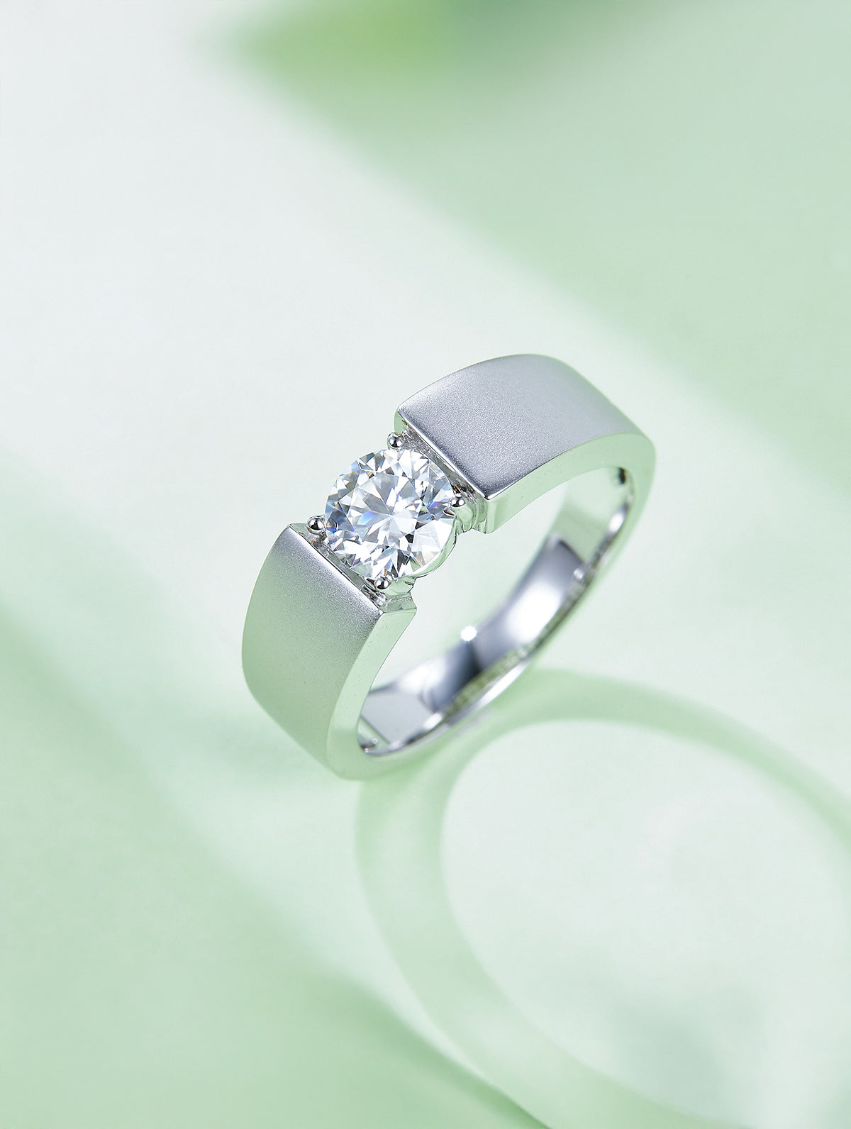 Men’s 1ct D Color Moissanite Matte Finish Ring