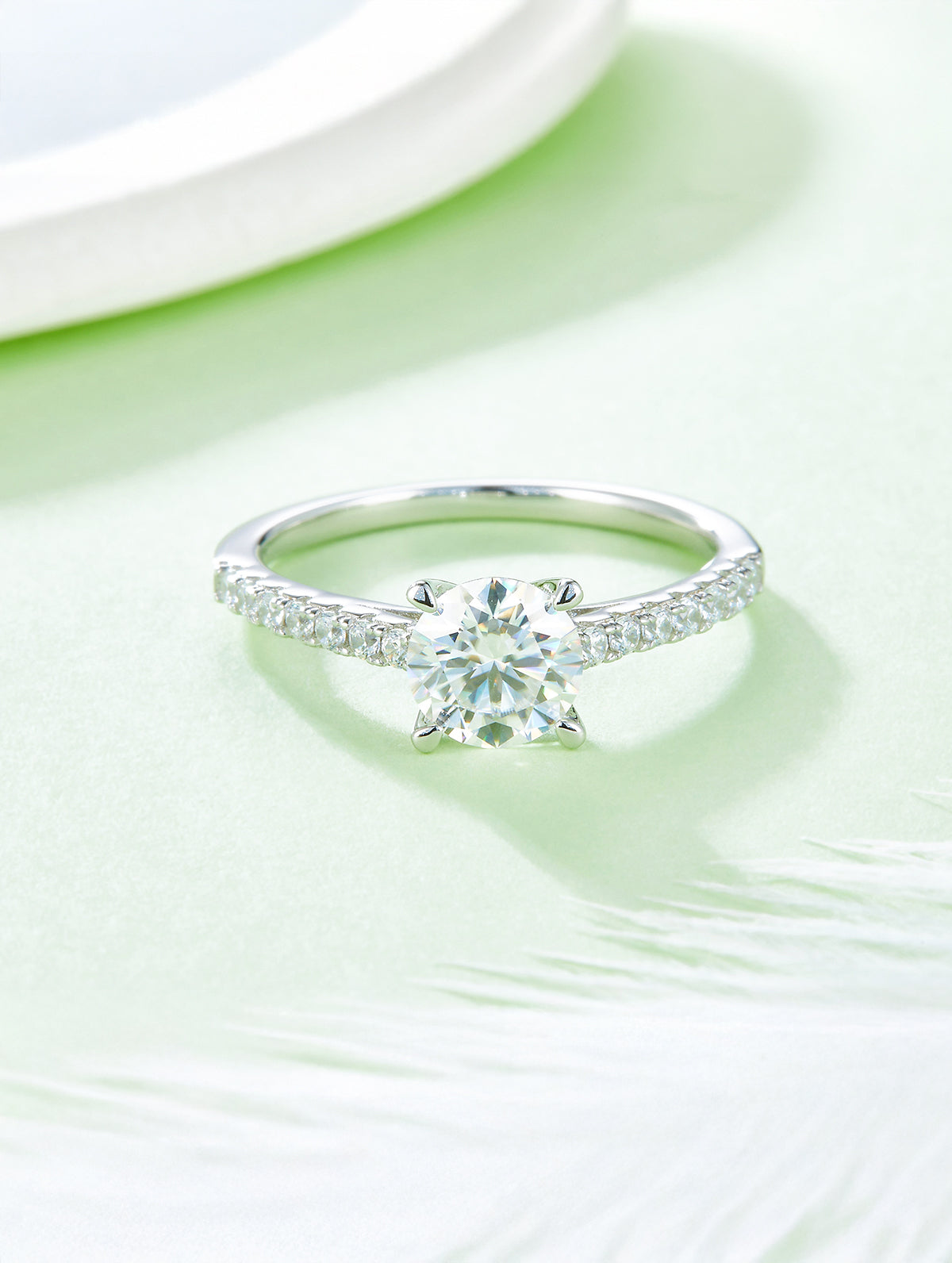 1ct Classic D Color Round Moissanite Half Eternity Ring