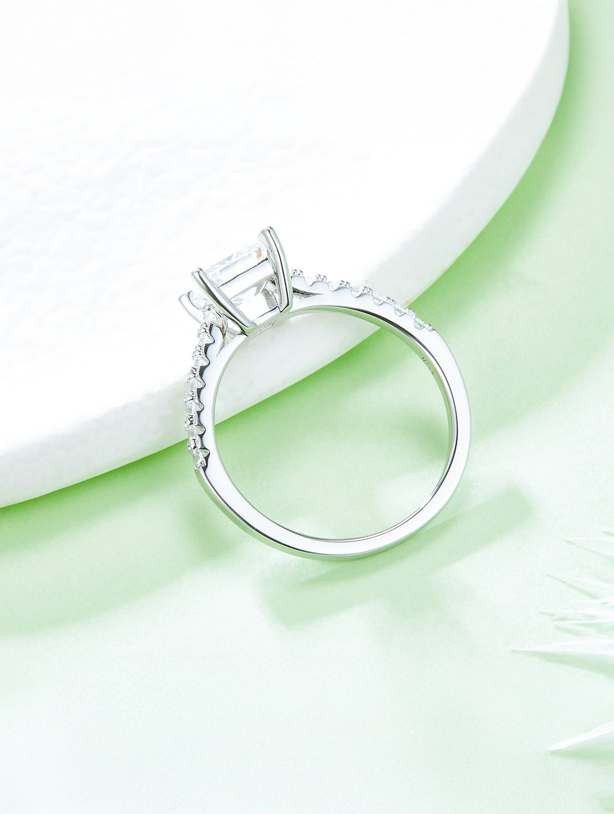 1ct Classic D Color Princess Moissanite Half Eternity Ring