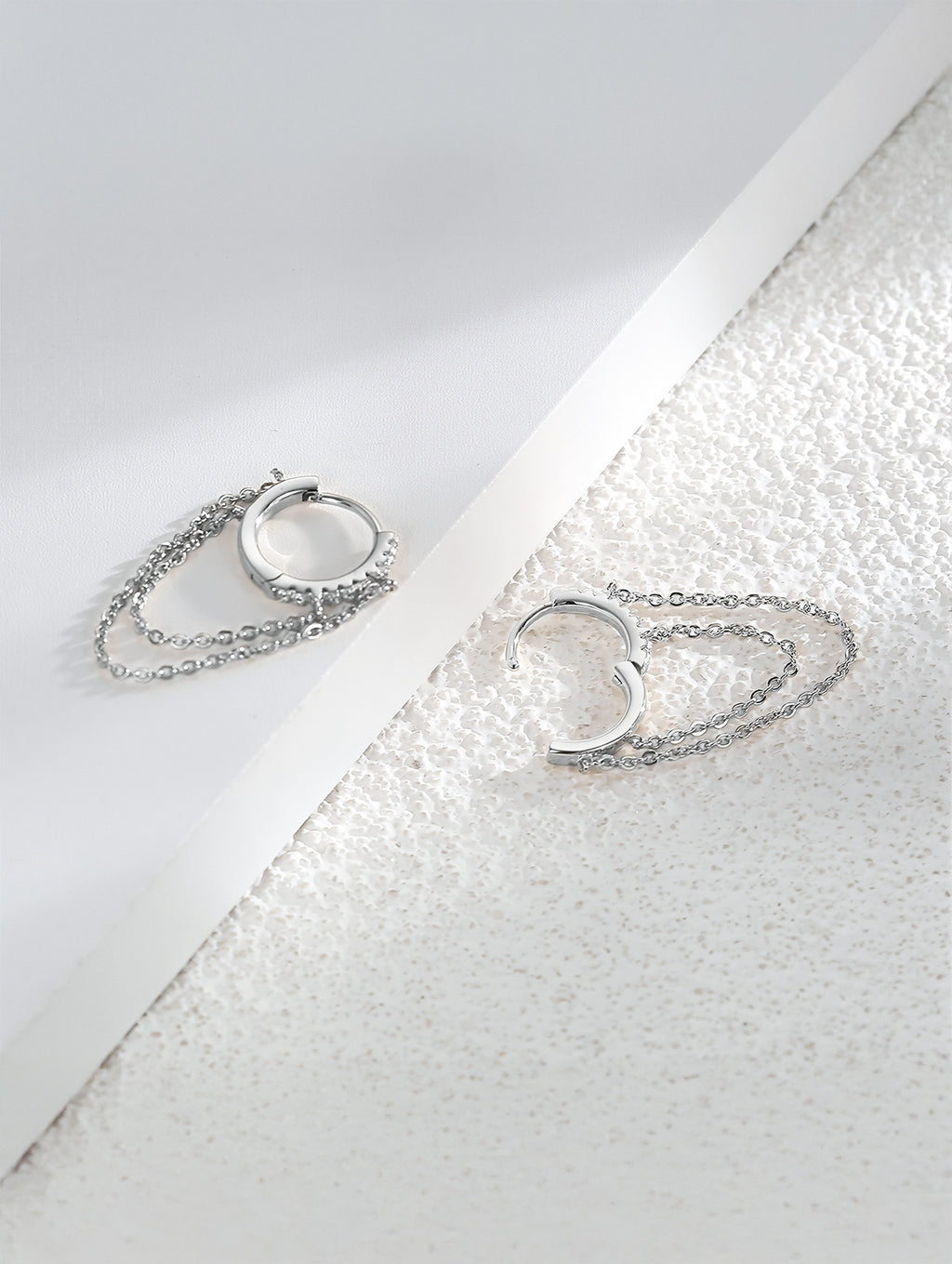 Layered Chain & Cubic Zirconia Mini Hoop Earring