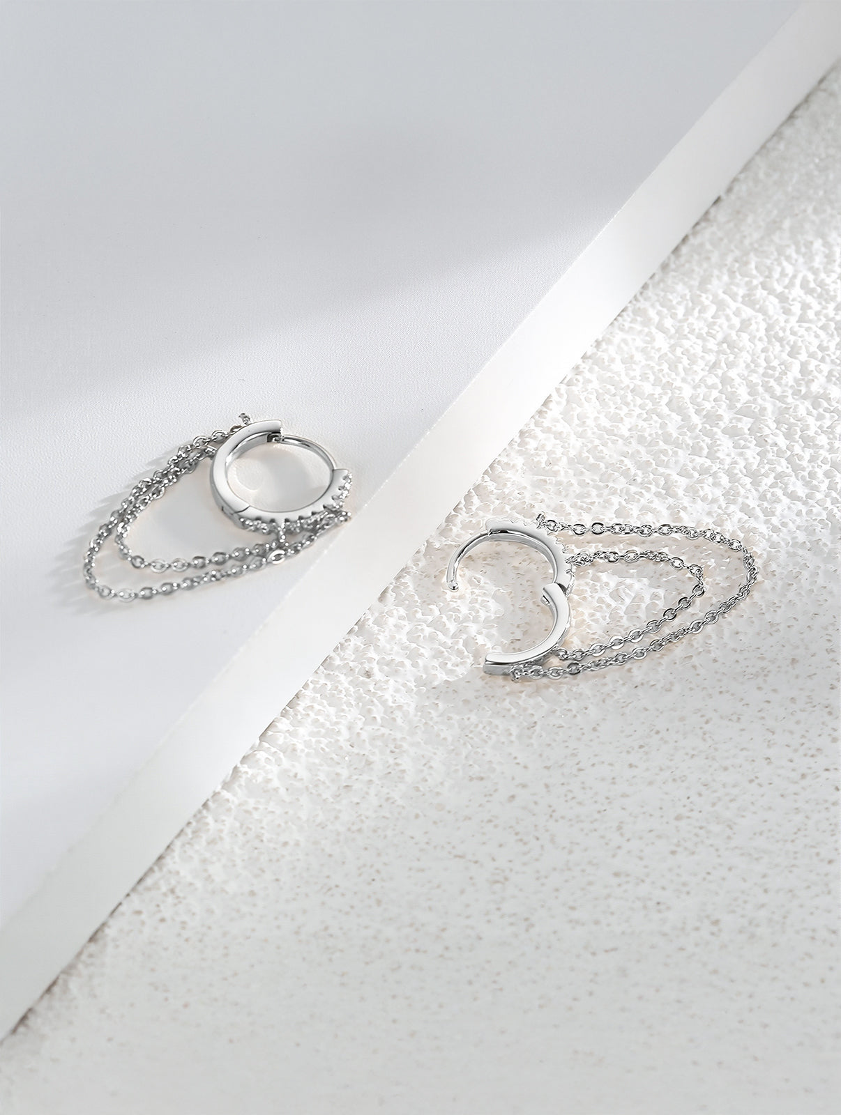 Layered Chain & Cubic Zirconia Mini Hoop Earring