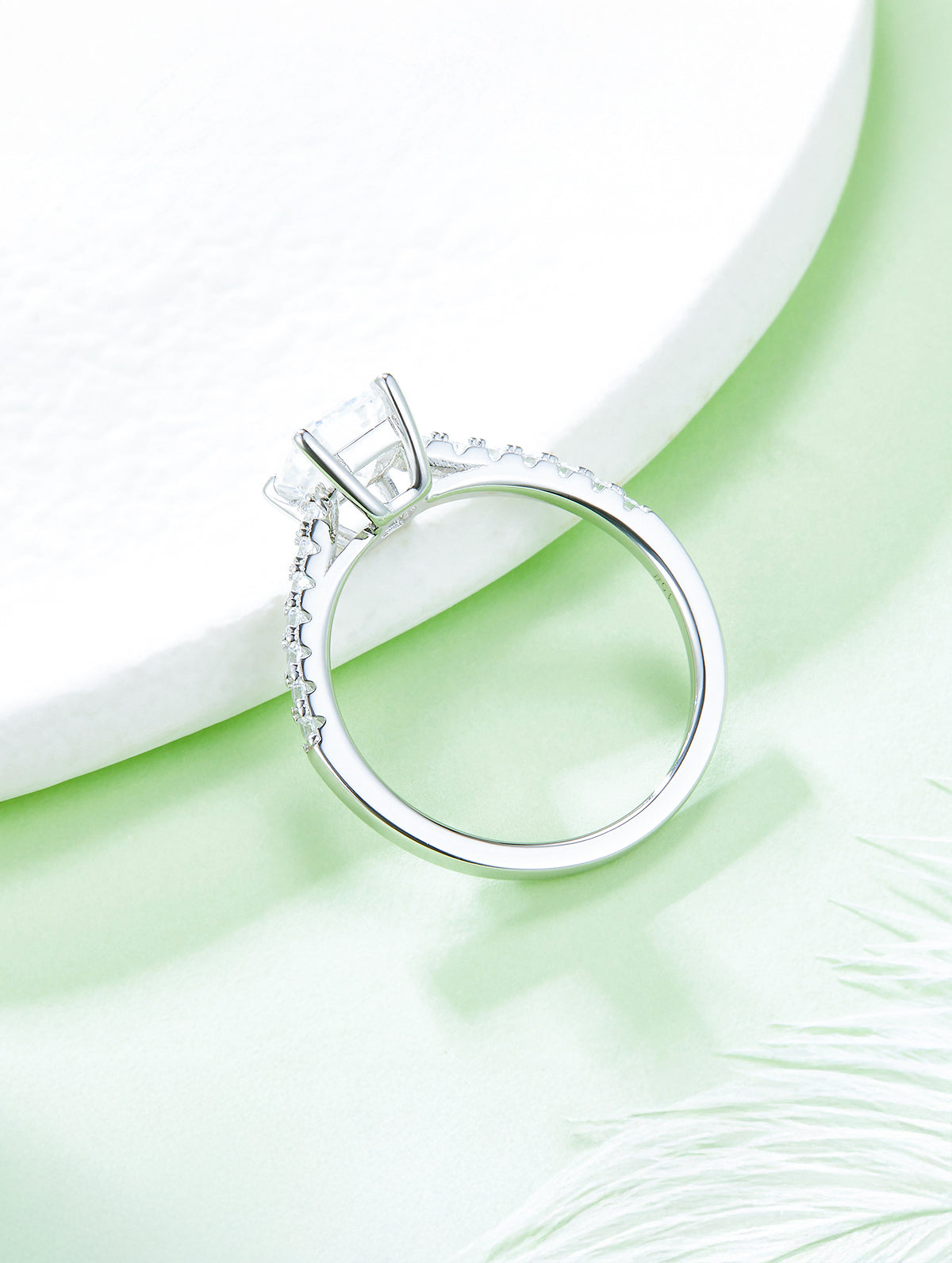 1ct Classic D Color Emerald-Cut Moissanite Half Eternity Ring