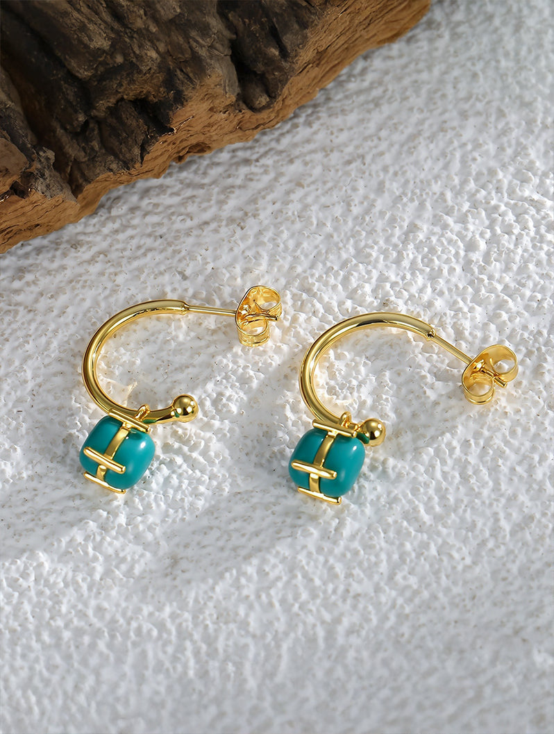 Mismatched Turquoise Hoop Earrings
