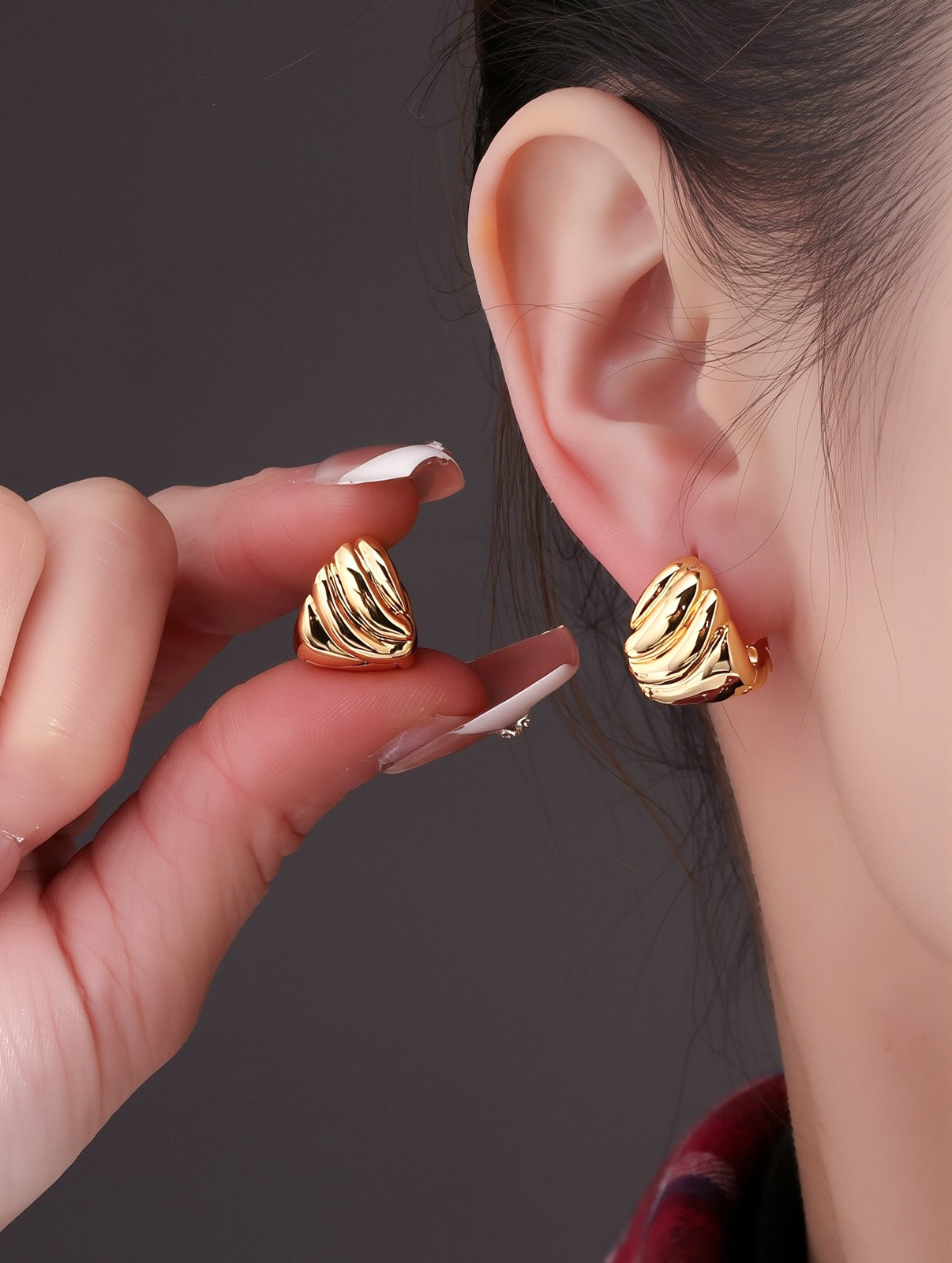 Glossy Croissant-Inspired Hoop Earrings