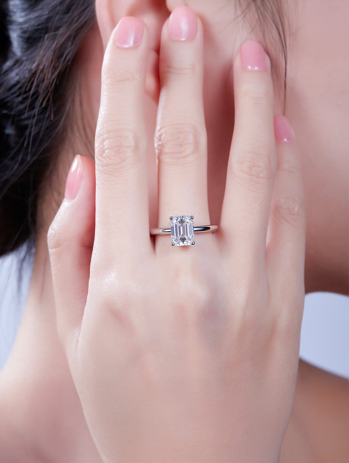 Classic Emerald-Cut Moissanite Solitaire Ring