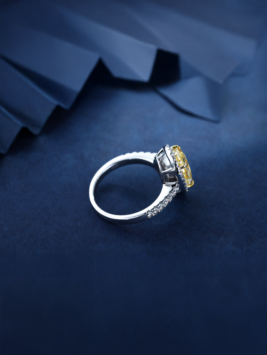 3ct Pear Cubic Zirconia Half Pavé Halo Ring