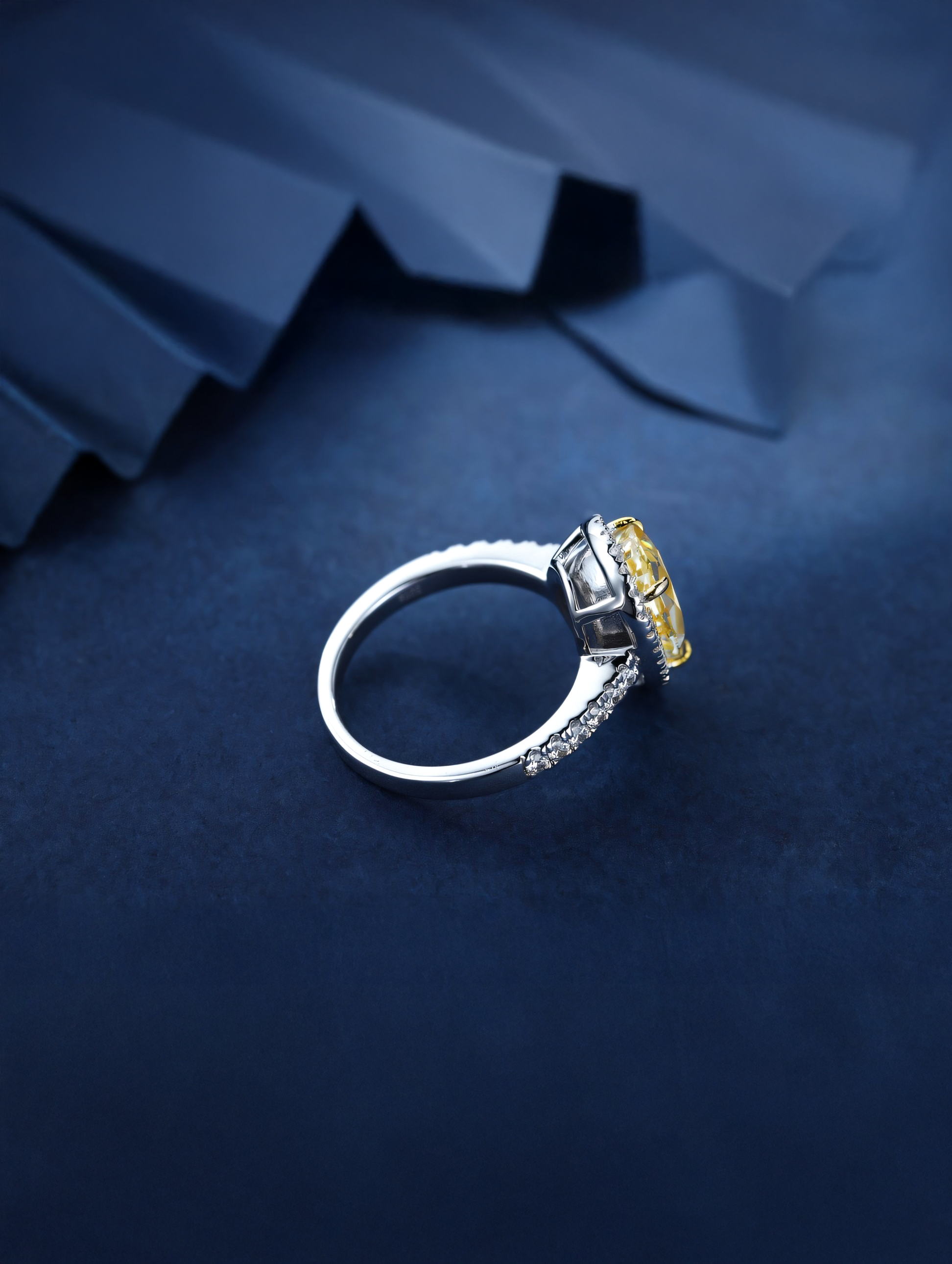 3ct Pear Cubic Zirconia Half Pavé Halo Ring