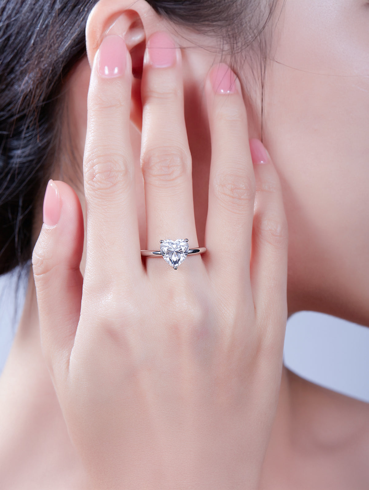 Classic Heart Moissanite Solitaire Ring