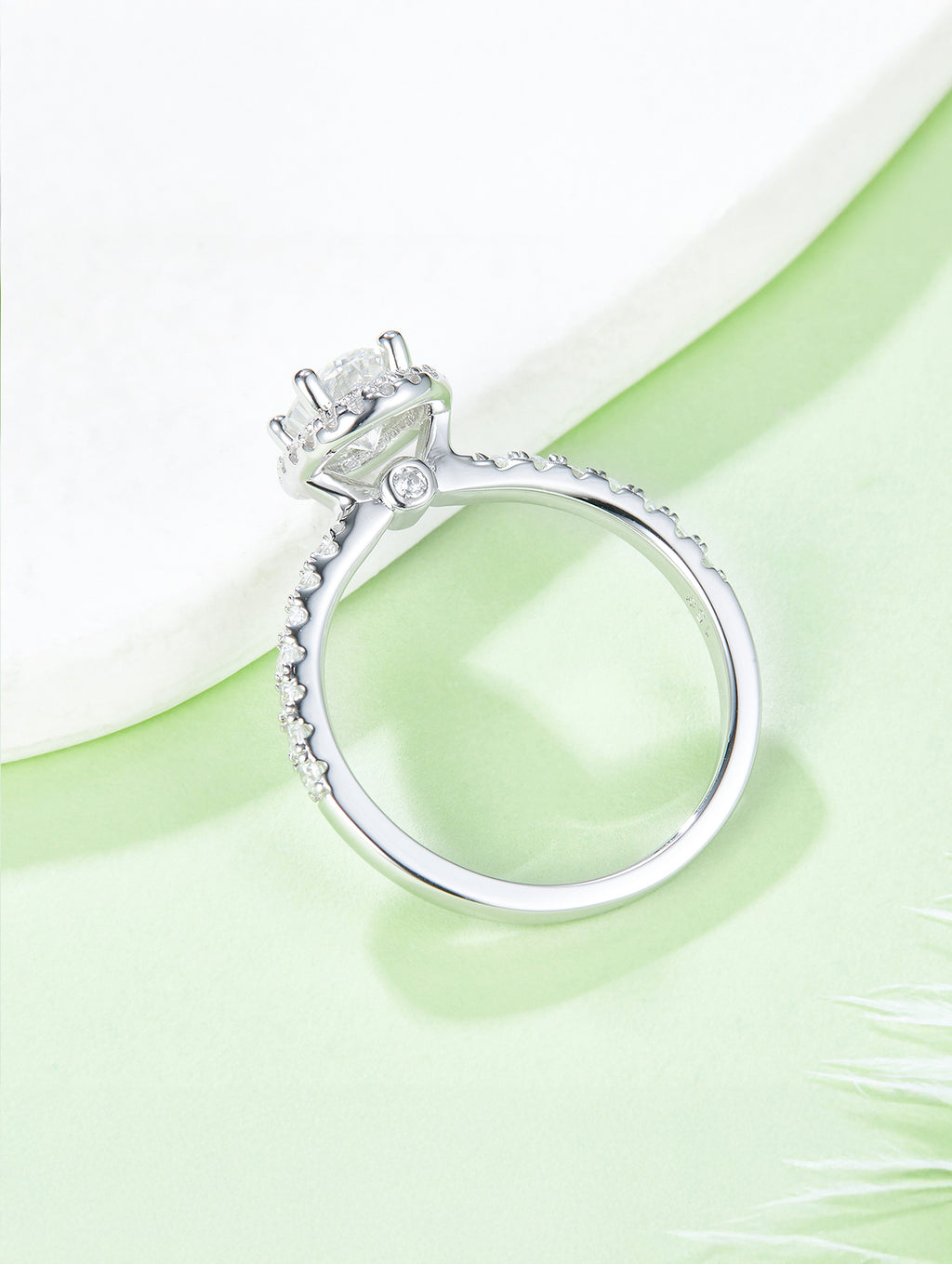 1ct Classic D Color Oval Moissanite Halo Ring