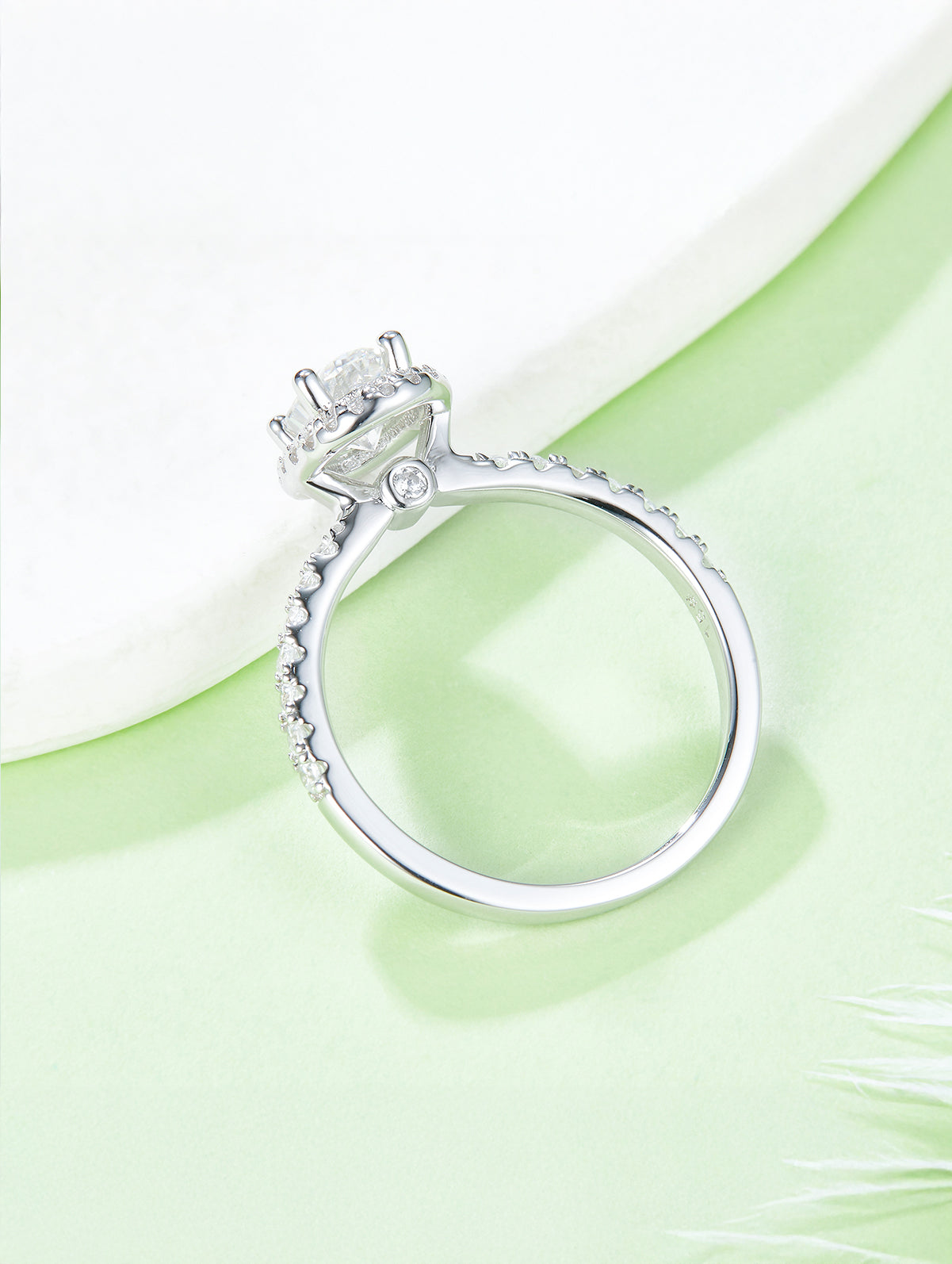 1ct Classic D Color Oval Moissanite Halo Ring