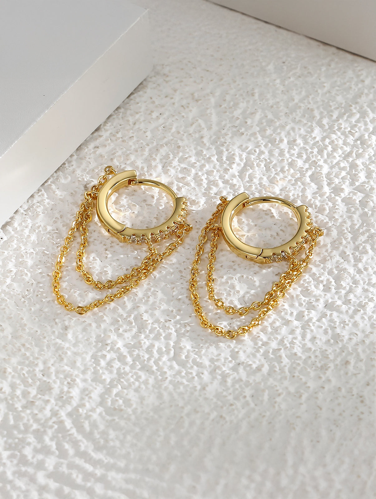 Layered Chain & Cubic Zirconia Mini Hoop Earring