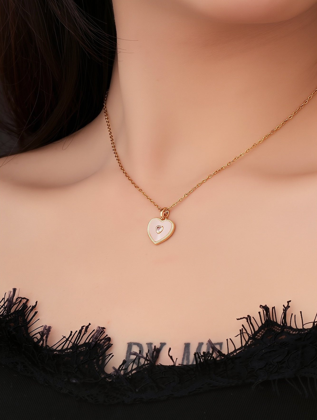Double Layer Natural Shell Heart Pendant Necklace