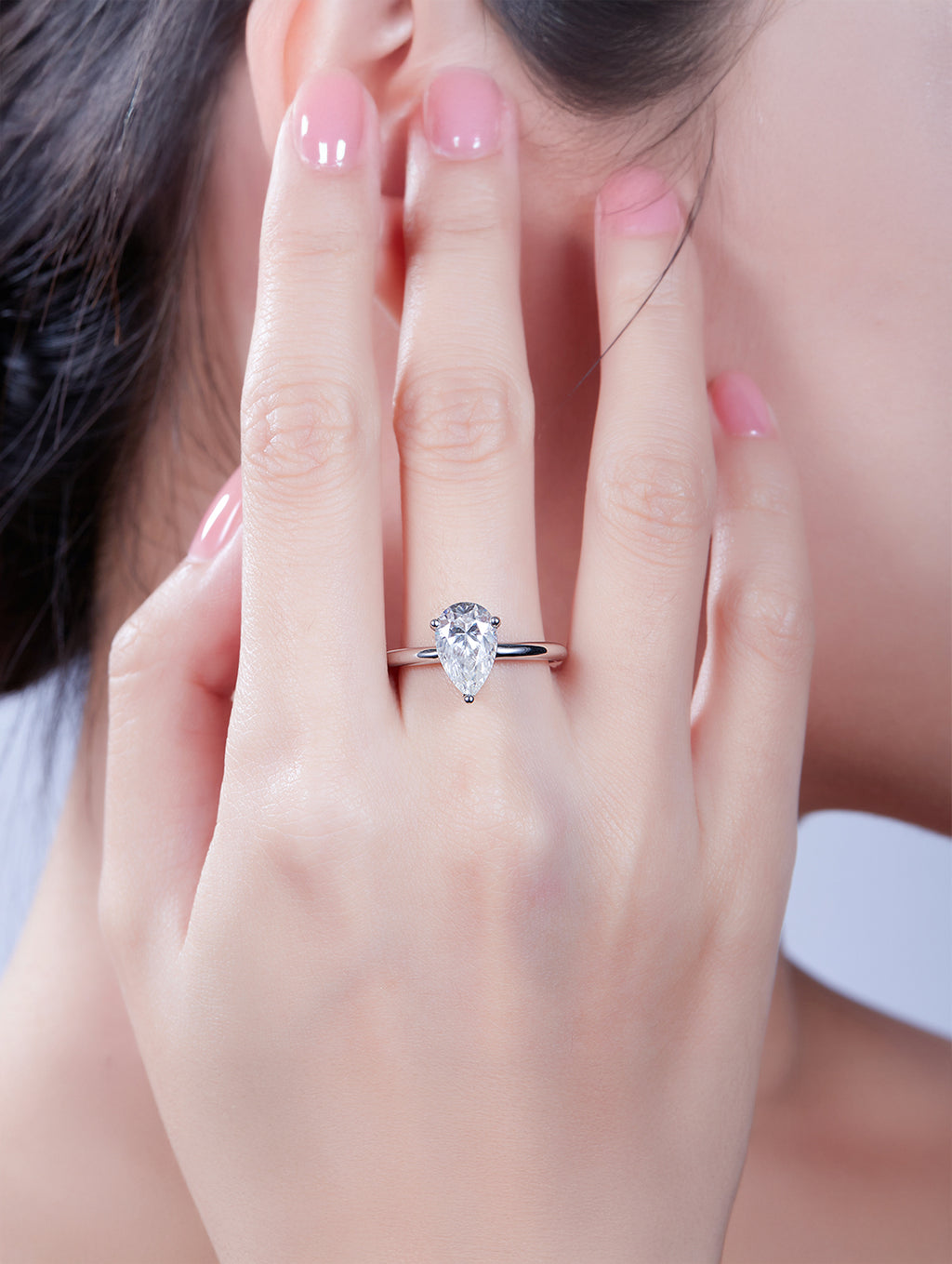 Classic Pear Moissanite Solitaire Ring