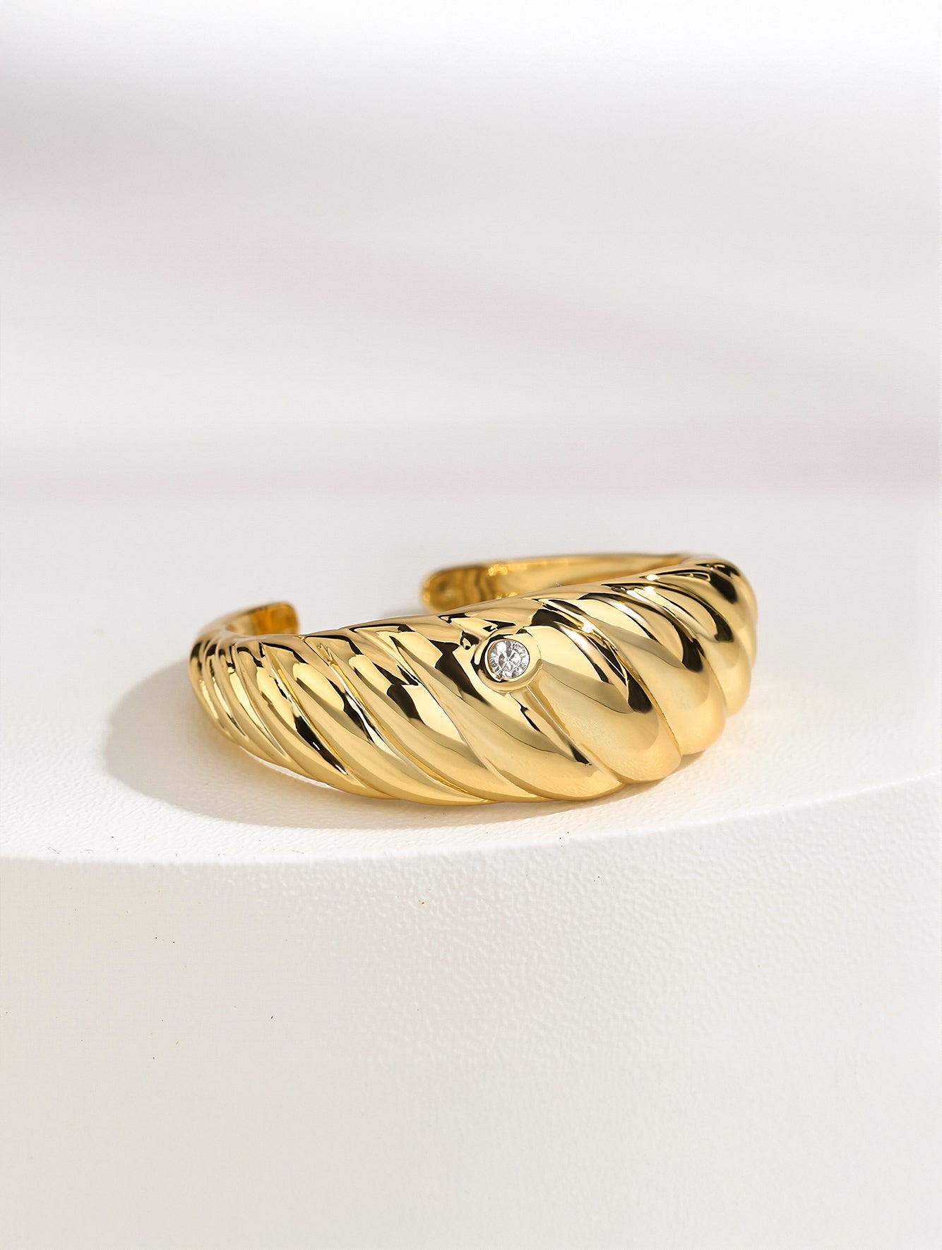 Vintage Chunky Horn Open Ring in 18K Gold-Plated Copper