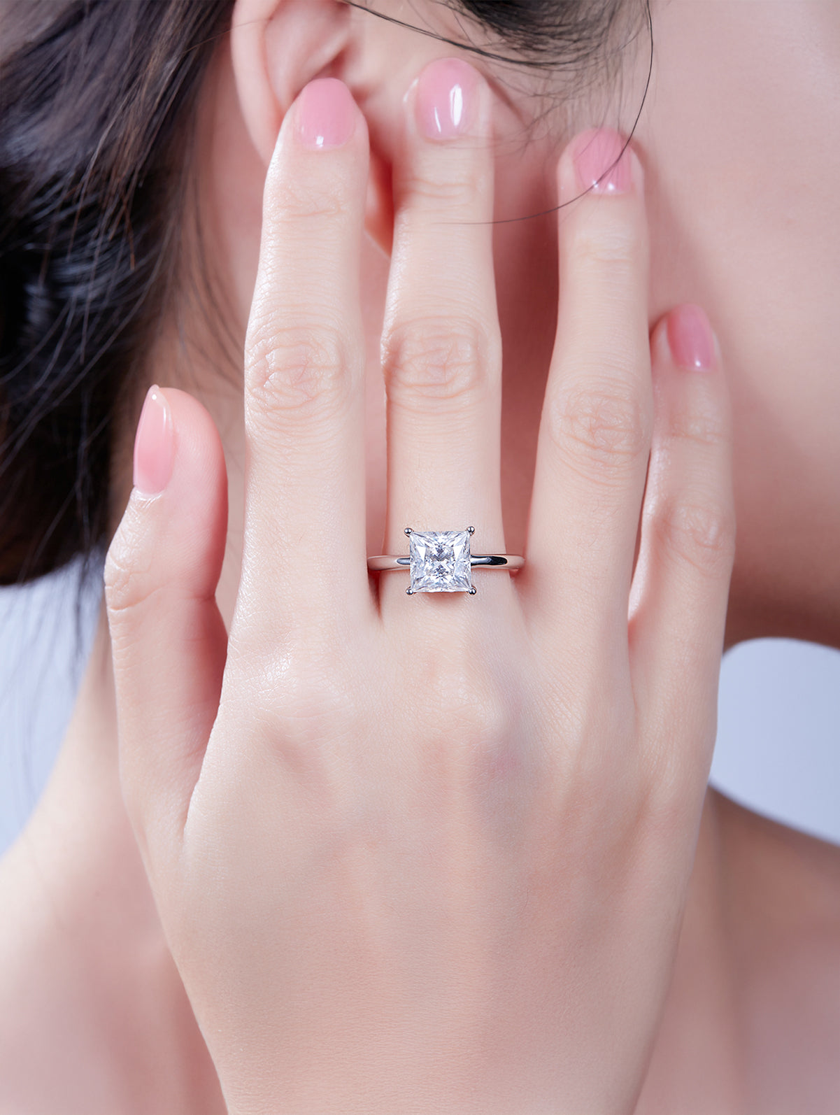 Classic Princess Cut Moissanite Solitaire Ring