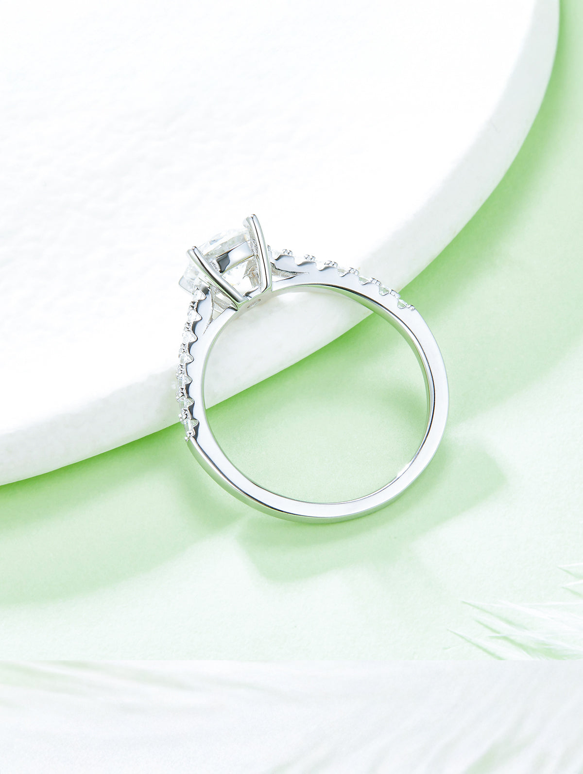 1ct Classic D Color Round Moissanite Half Eternity Ring
