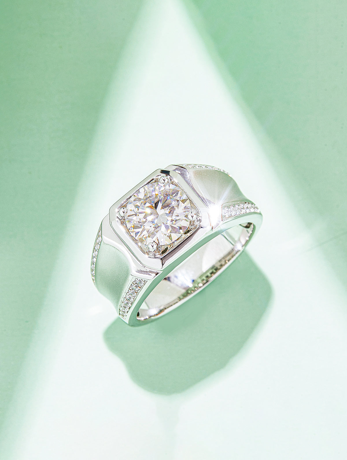 Men’s D Color Wide Band Moissanite Ring