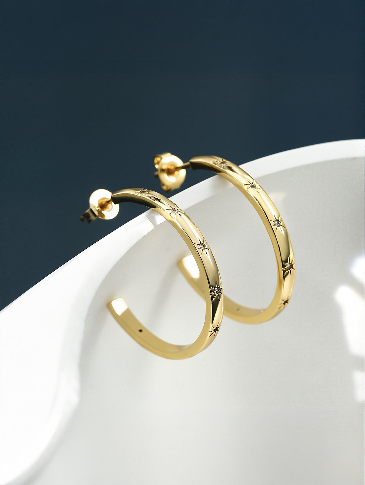 Star & Circle Cubic Zirconia Hoop Earrings