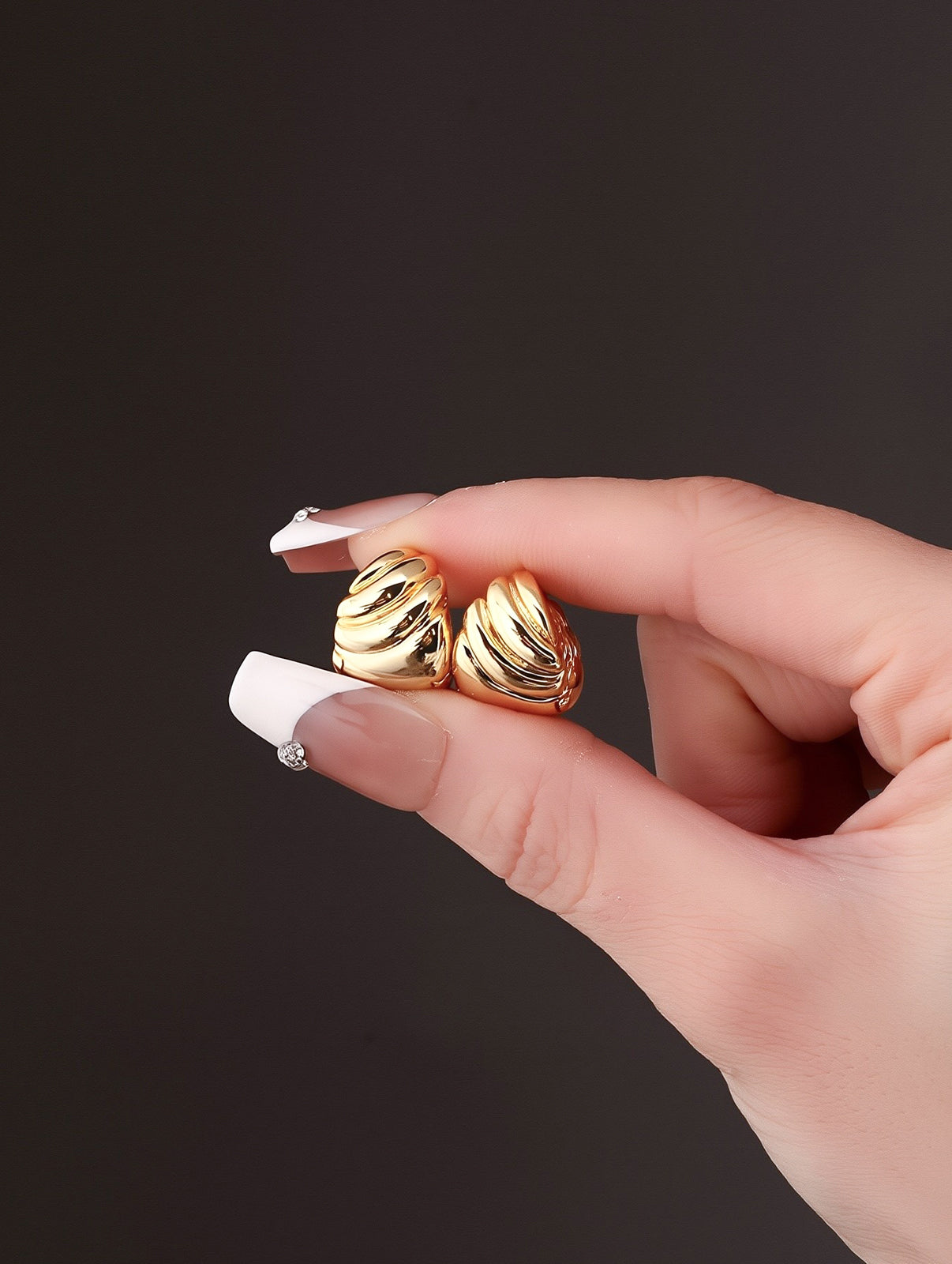 Glossy Croissant-Inspired Hoop Earrings