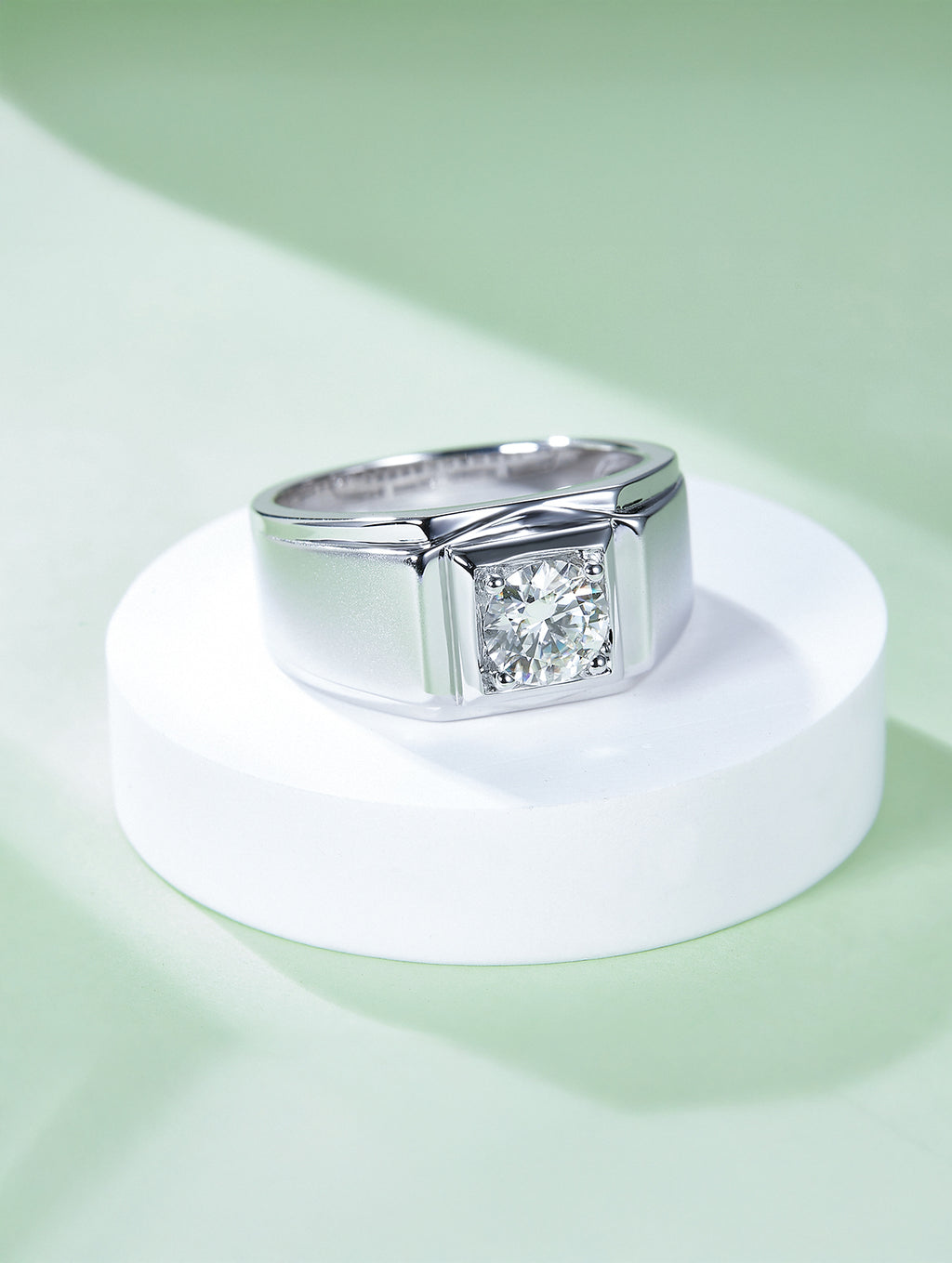 Men’s 1ct D Color Moissanite Square Bezel Ring