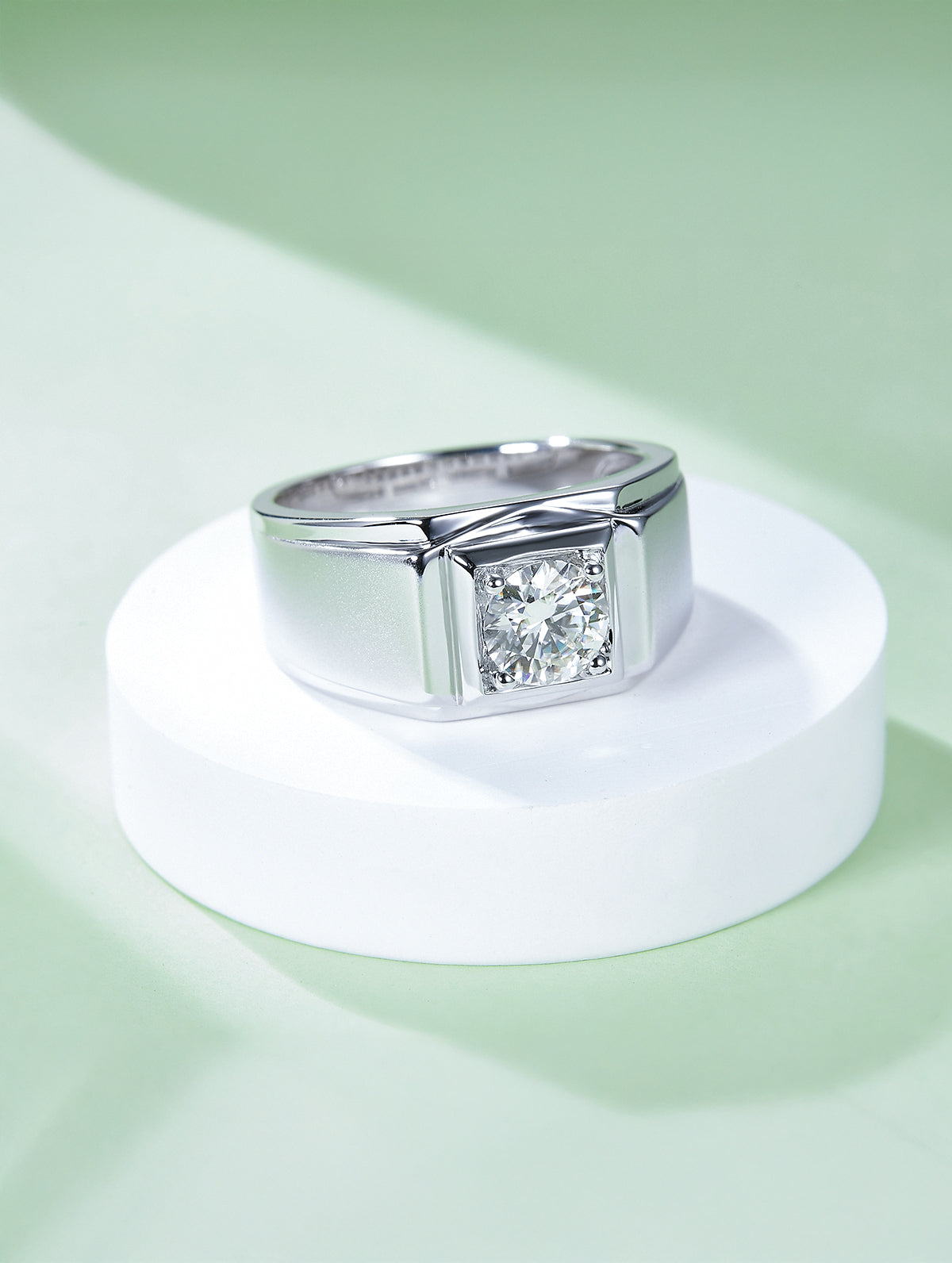 Men’s 1ct D Color Moissanite Square Bezel Ring