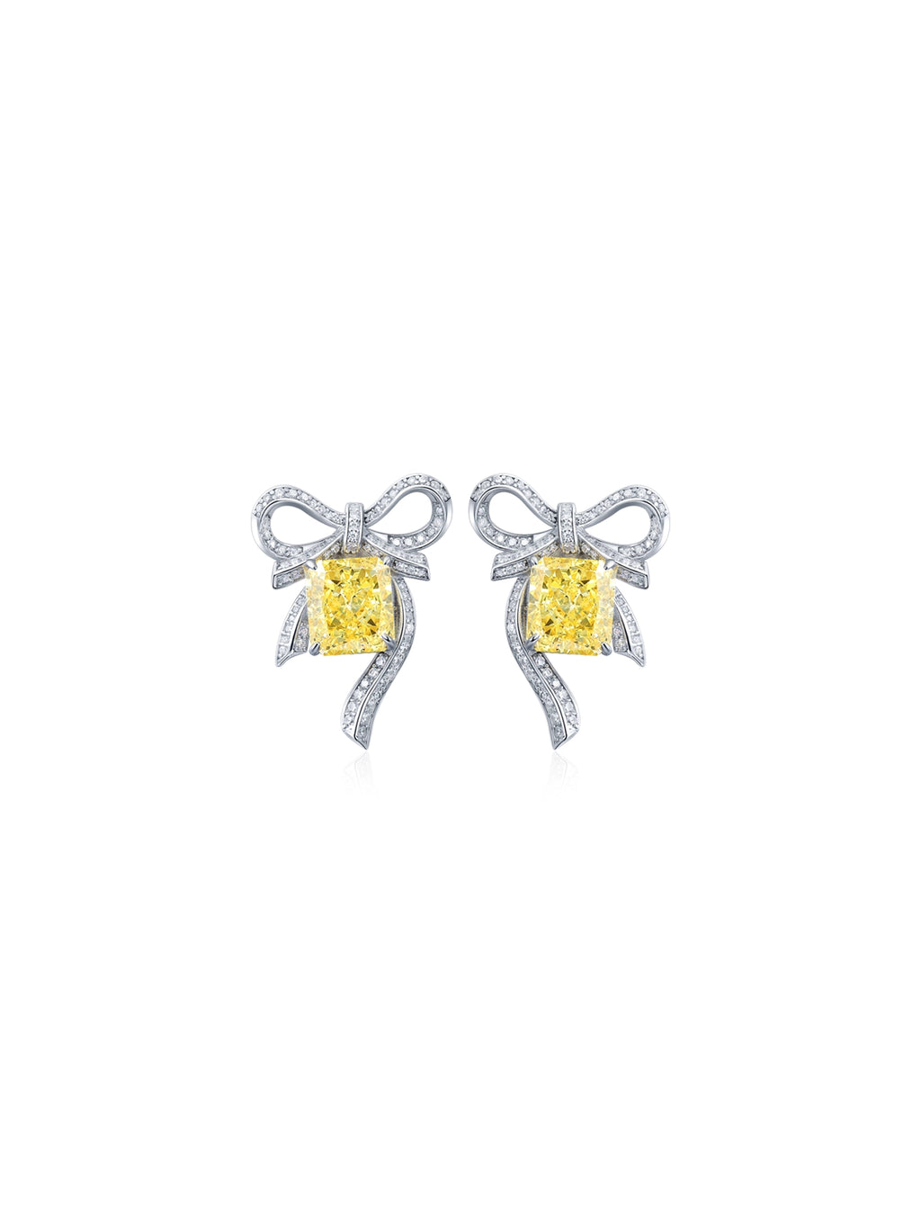 3ct Radiant Yellow Cubic Zirconia Bowknot Stud Earrings