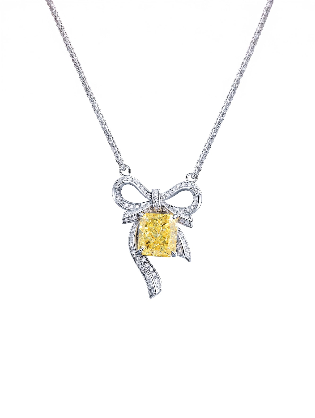 3ct Radiant Cubic Zirconia Bowknot Necklace