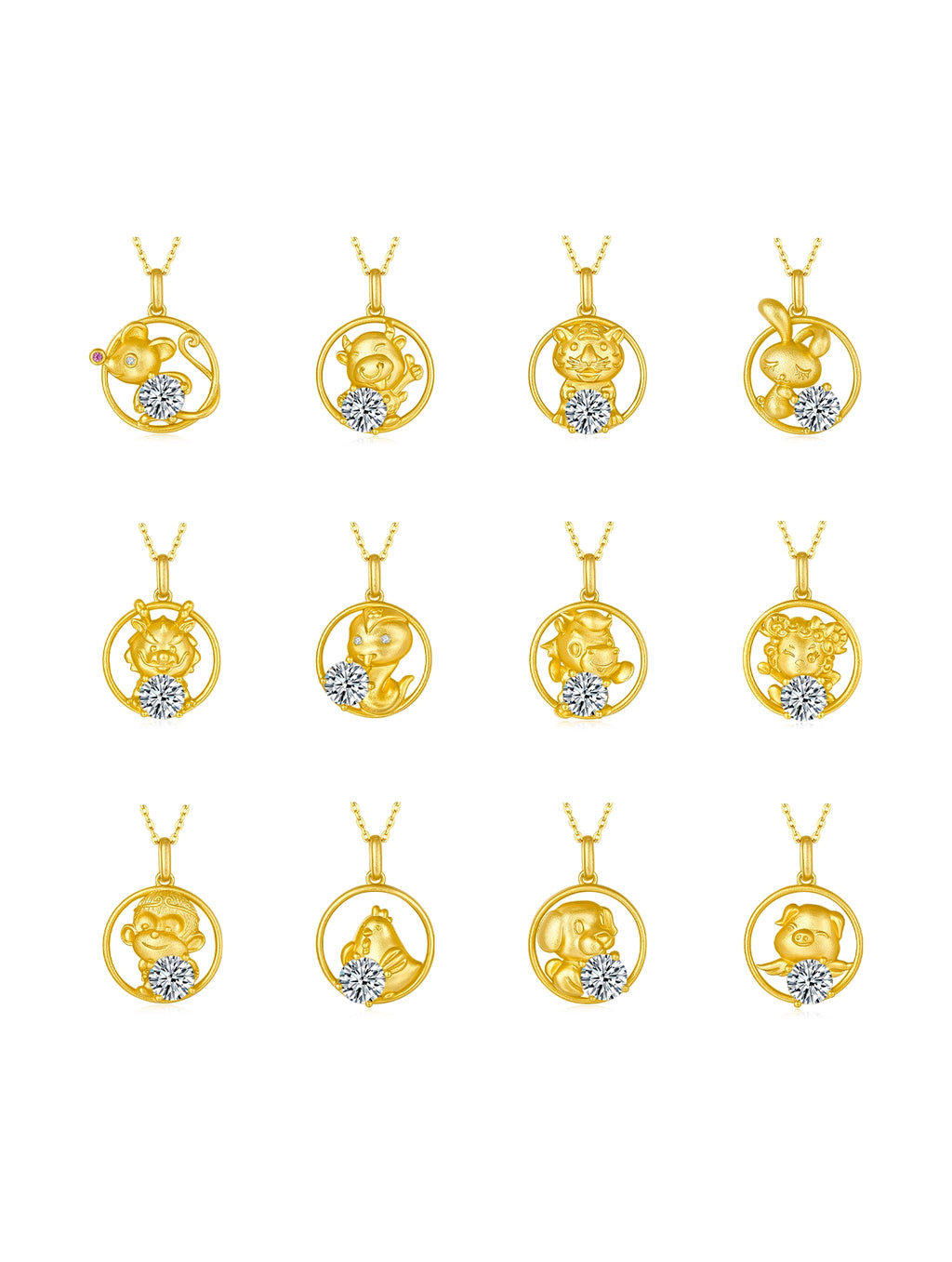 12 Chinese Zodiac Signs Prong Moissanite Necklace
