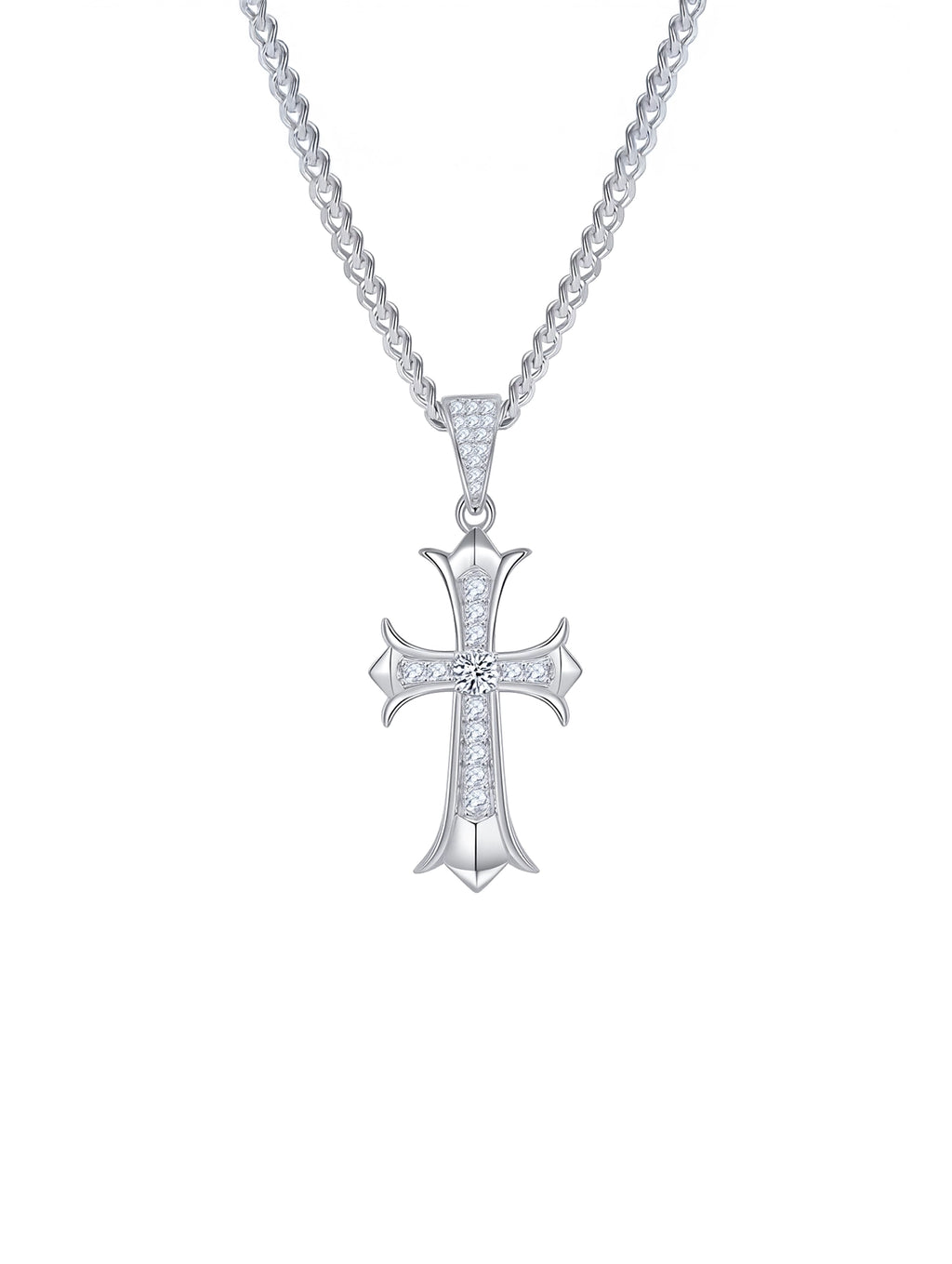 0.37ct Vintage Moissanite Cross Pendant Necklace