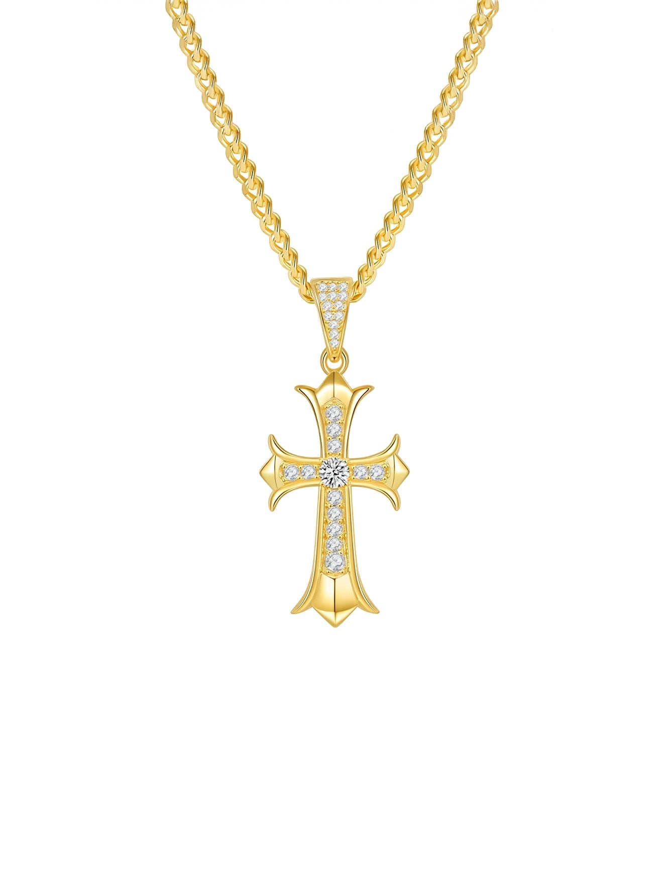 0.37ct Vintage Moissanite Cross Pendant Necklace
