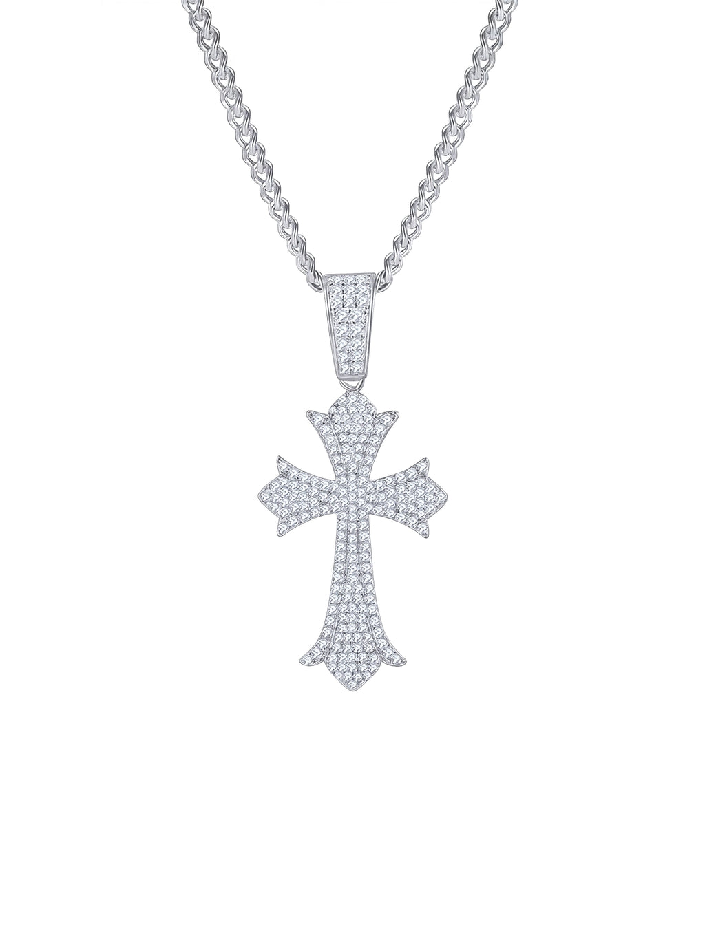 1.19ct Vintage Iced Out Cross Pavé Moissanite Pendant Necklace