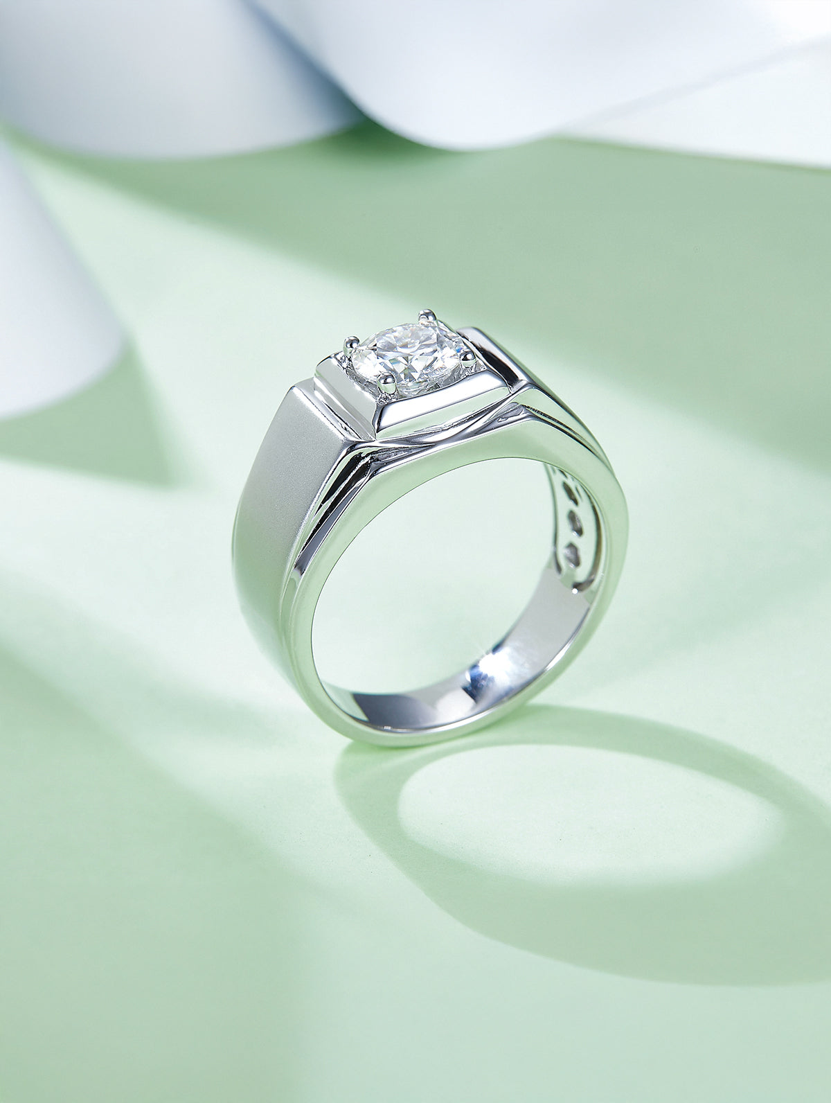 Men’s 1ct D Color Moissanite Square Bezel Ring