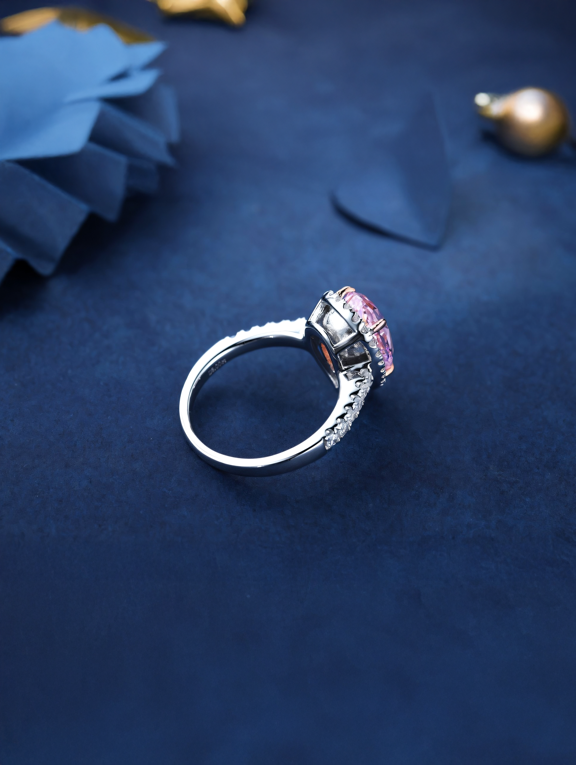 3ct Pear Cubic Zirconia Half Pavé Halo Ring