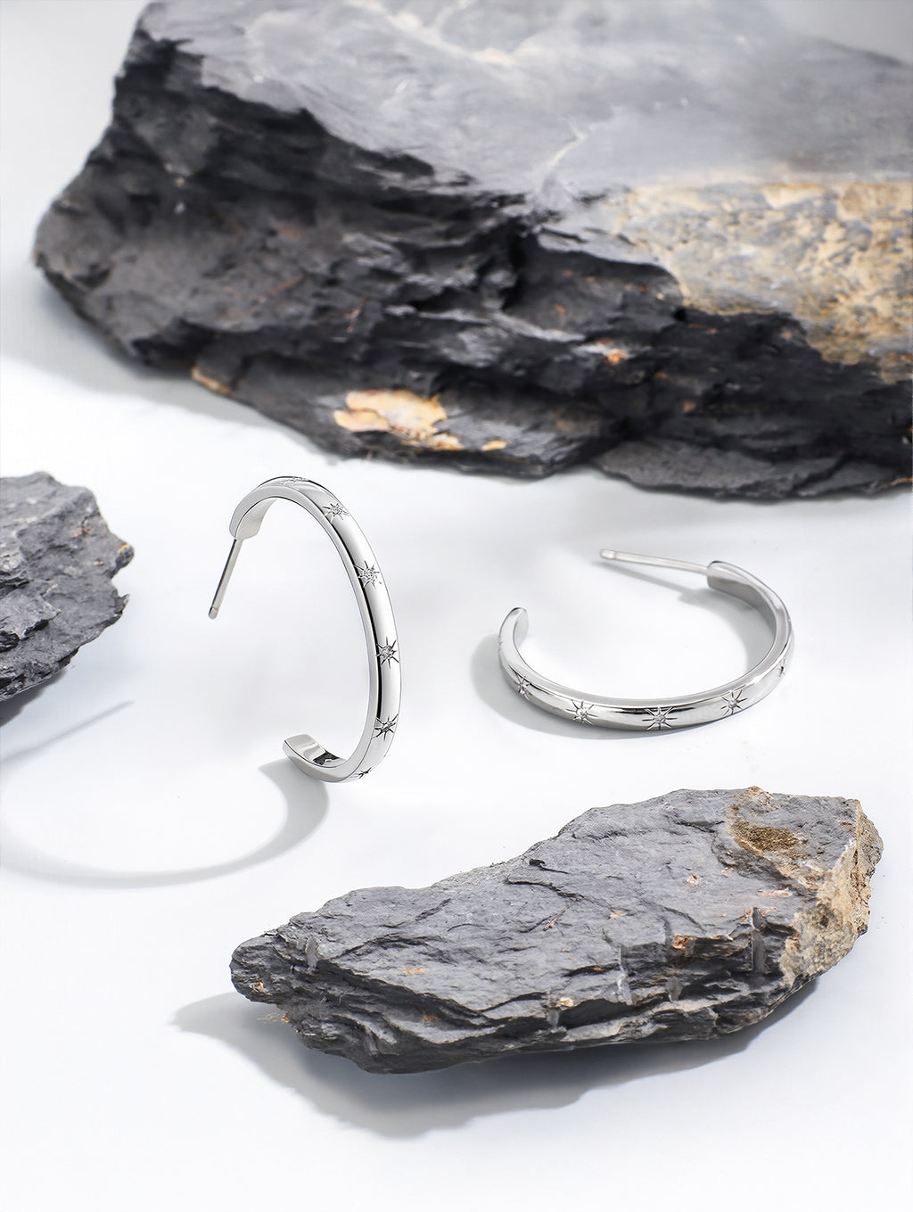 Star & Circle Cubic Zirconia Hoop Earrings
