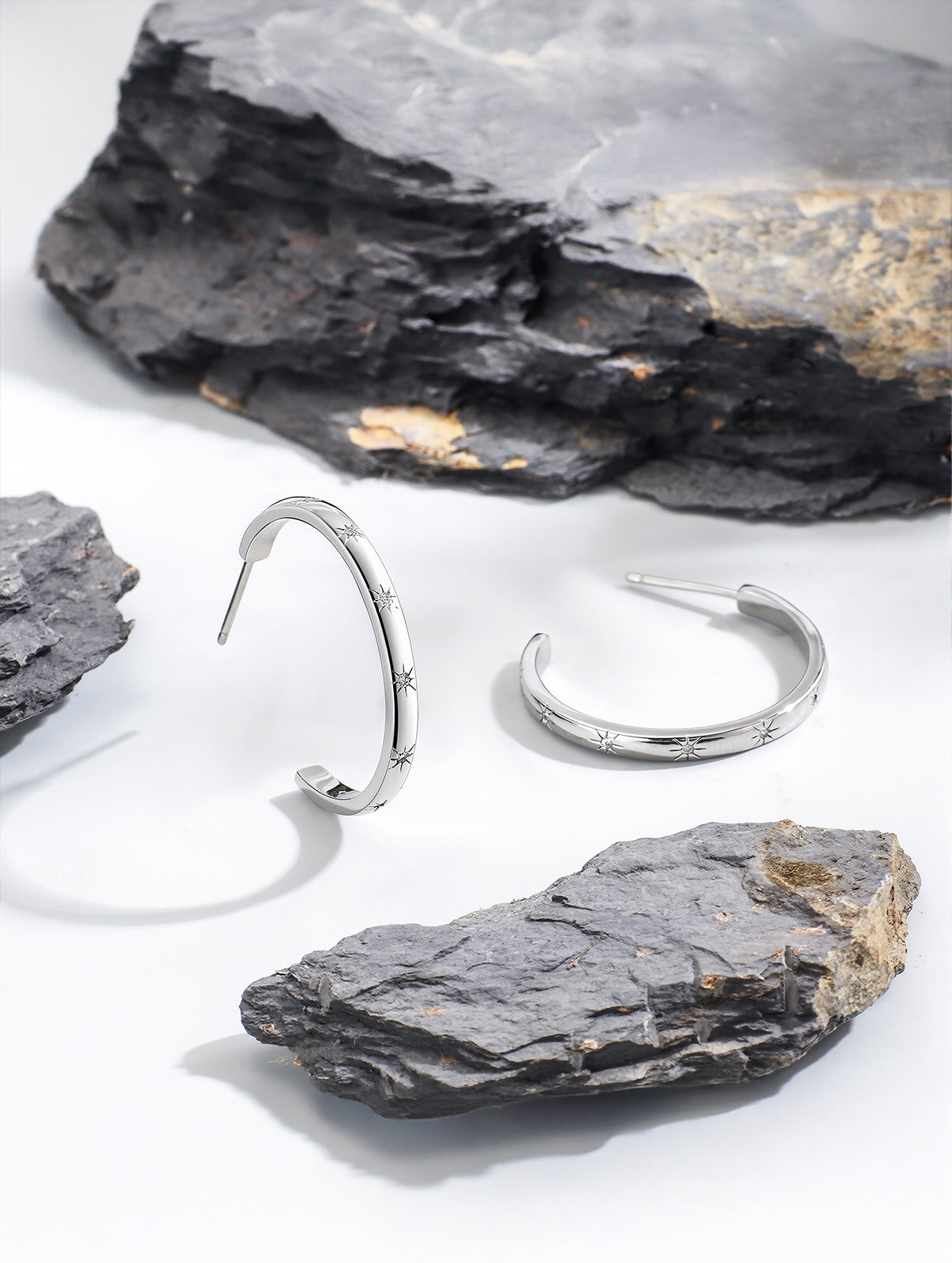 Star & Circle Cubic Zirconia Hoop Earrings