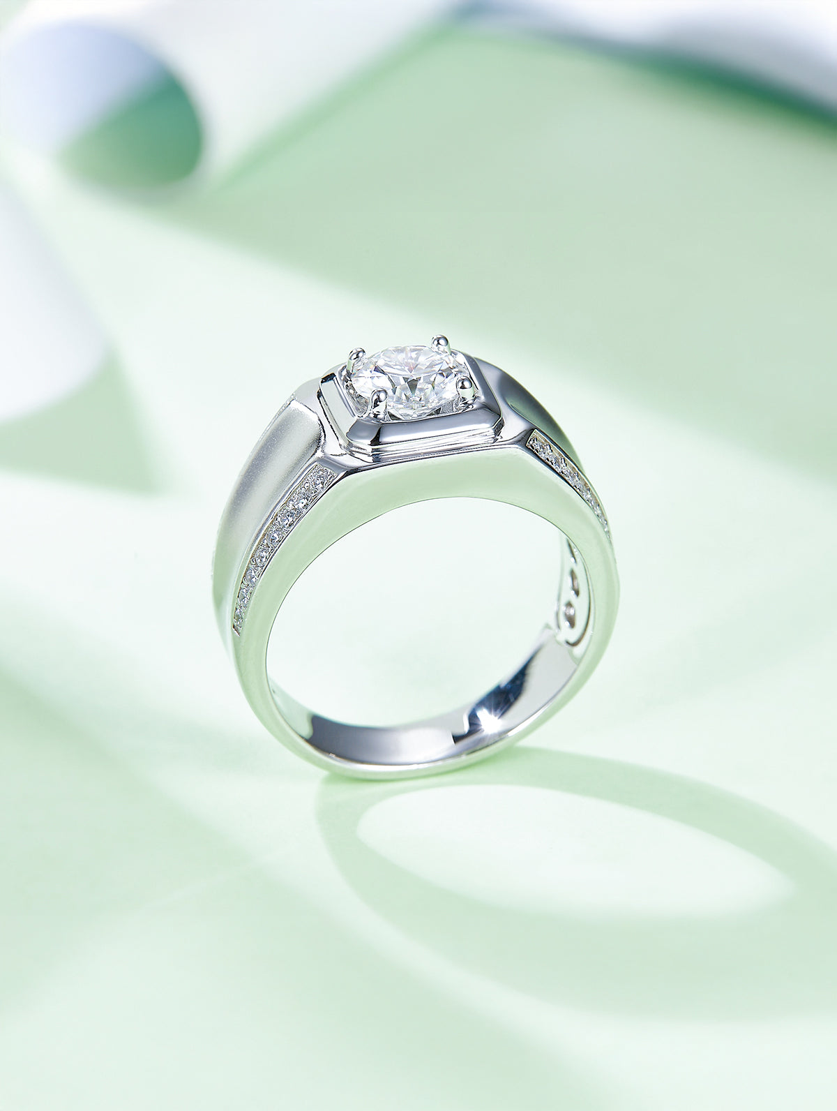 Men’s D Color Wide Band Moissanite Ring