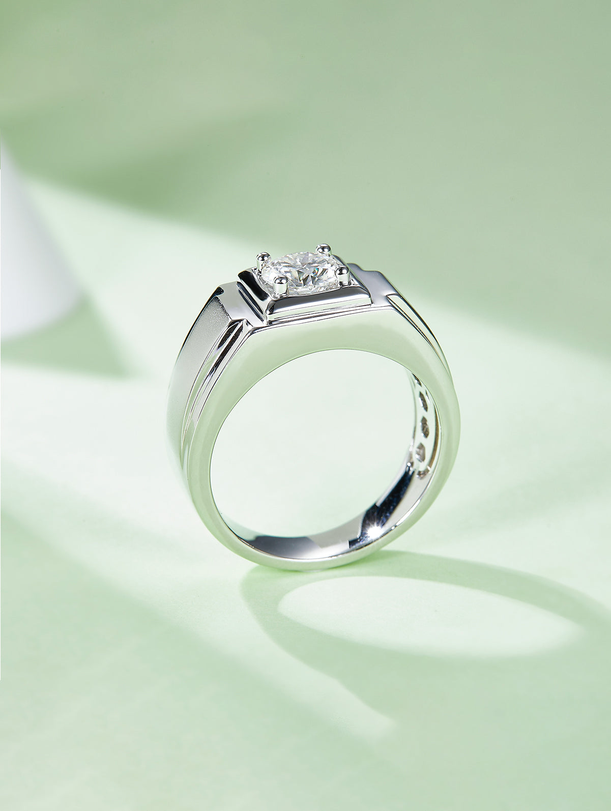 Men’s 1ct D Color Moissanite Wide Band Ring