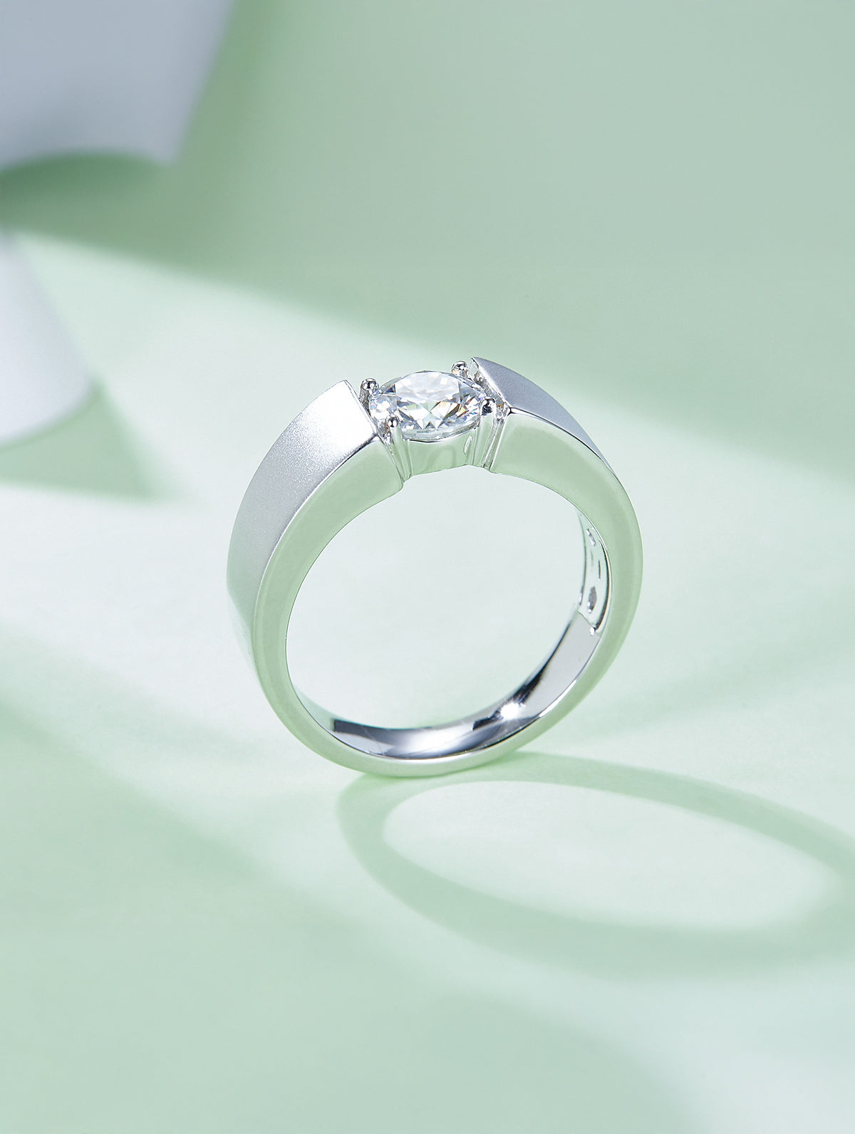 Men’s 1ct D Color Moissanite Matte Finish Ring