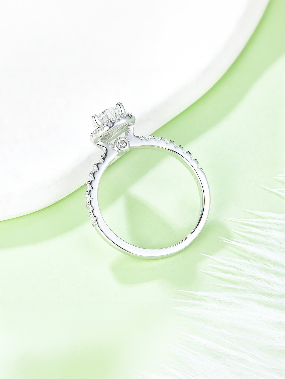 1ct Classic D Color Pear Moissanite Halo Ring